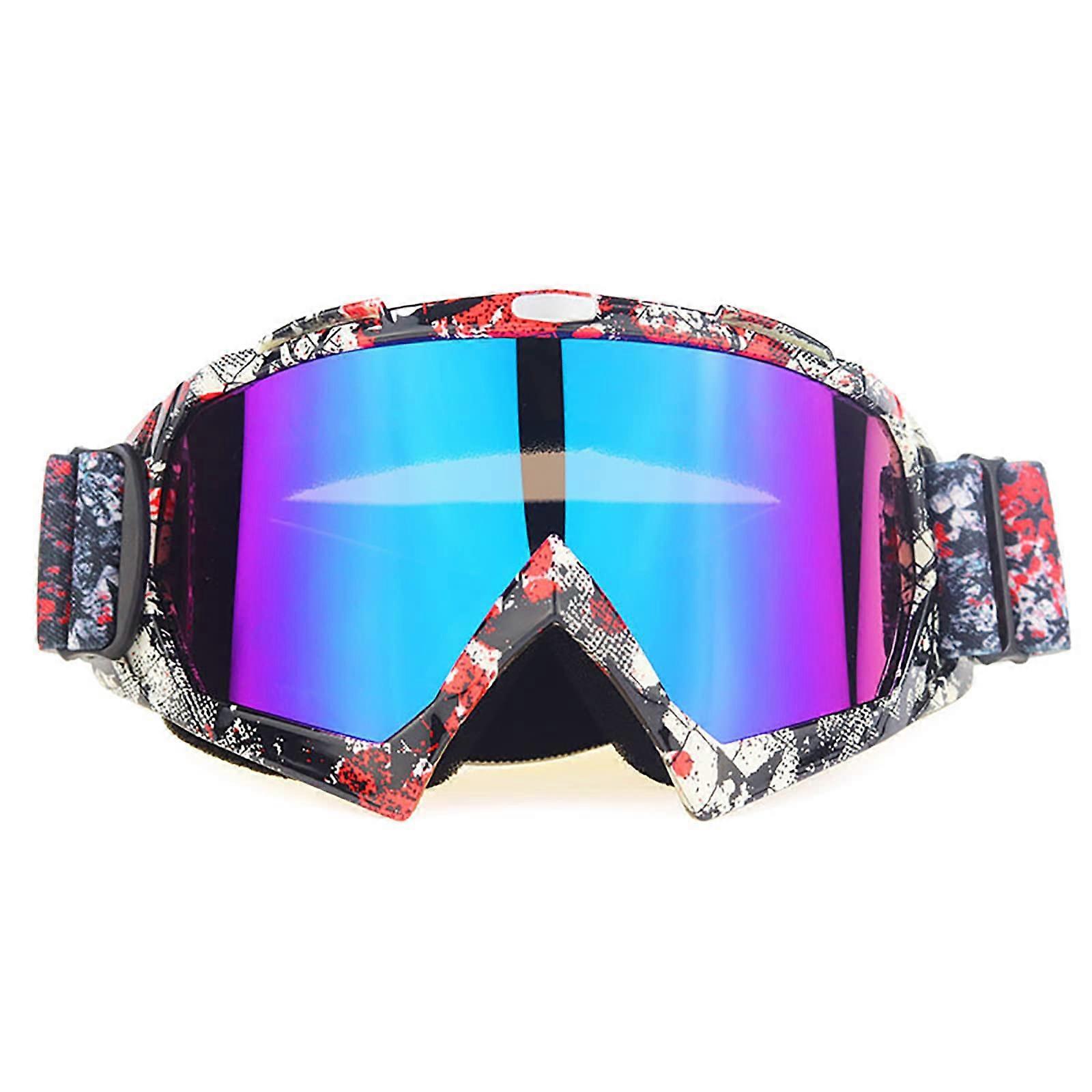 Motorcycle Goggles Dirt Bike Goggles with Scratch-Resistant Red Black Frame and Windproof Sandproof Design