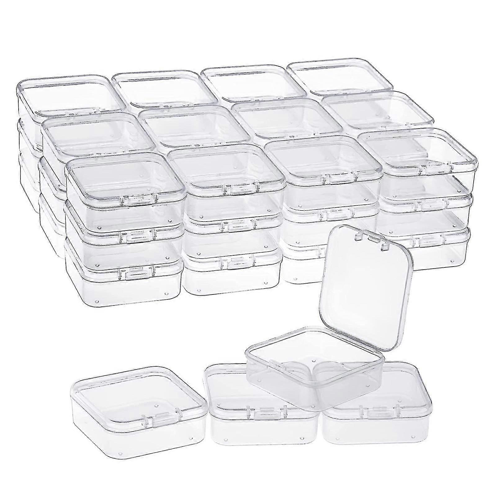 40 Pack Pack Clear Plastic Beads Storage Containers Box With Hinged Lid For Small Items, Diamond, B A