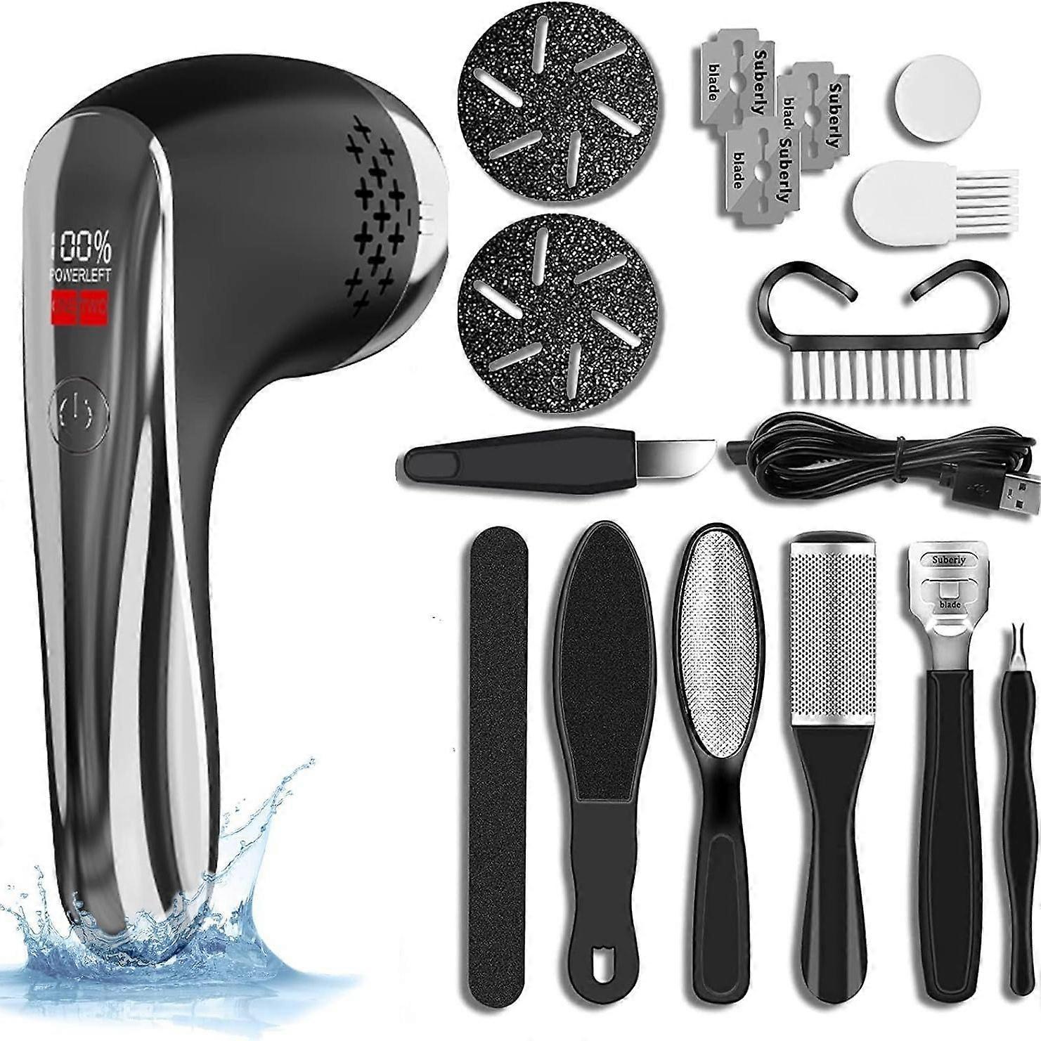 13-in-1 Rechargeable Electric Foot Callus Remover With Vacuum Waterproof Foot File Pedicure Kit 2-Speed With LED