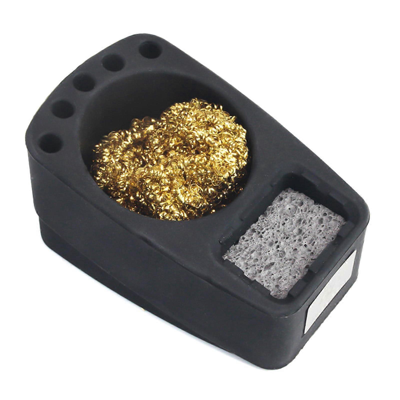 Professional Soldering Tip Maintenance Tool with Brass Wire Cleaner Anti-Slip Mats for Electronics Repair Black