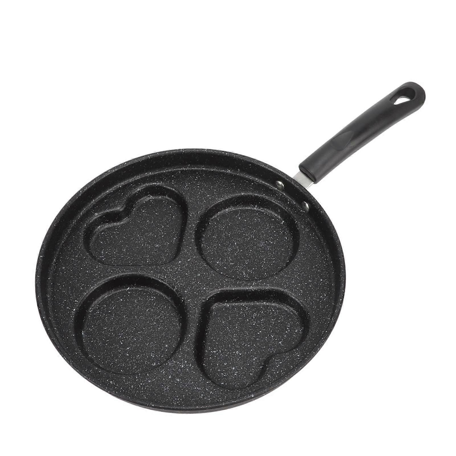 Egg Frying Pan Non Stick 4 Grid Omelette Pan Iron Breakfast Skillet with Handle for Gas Stove Pancakes and Steak