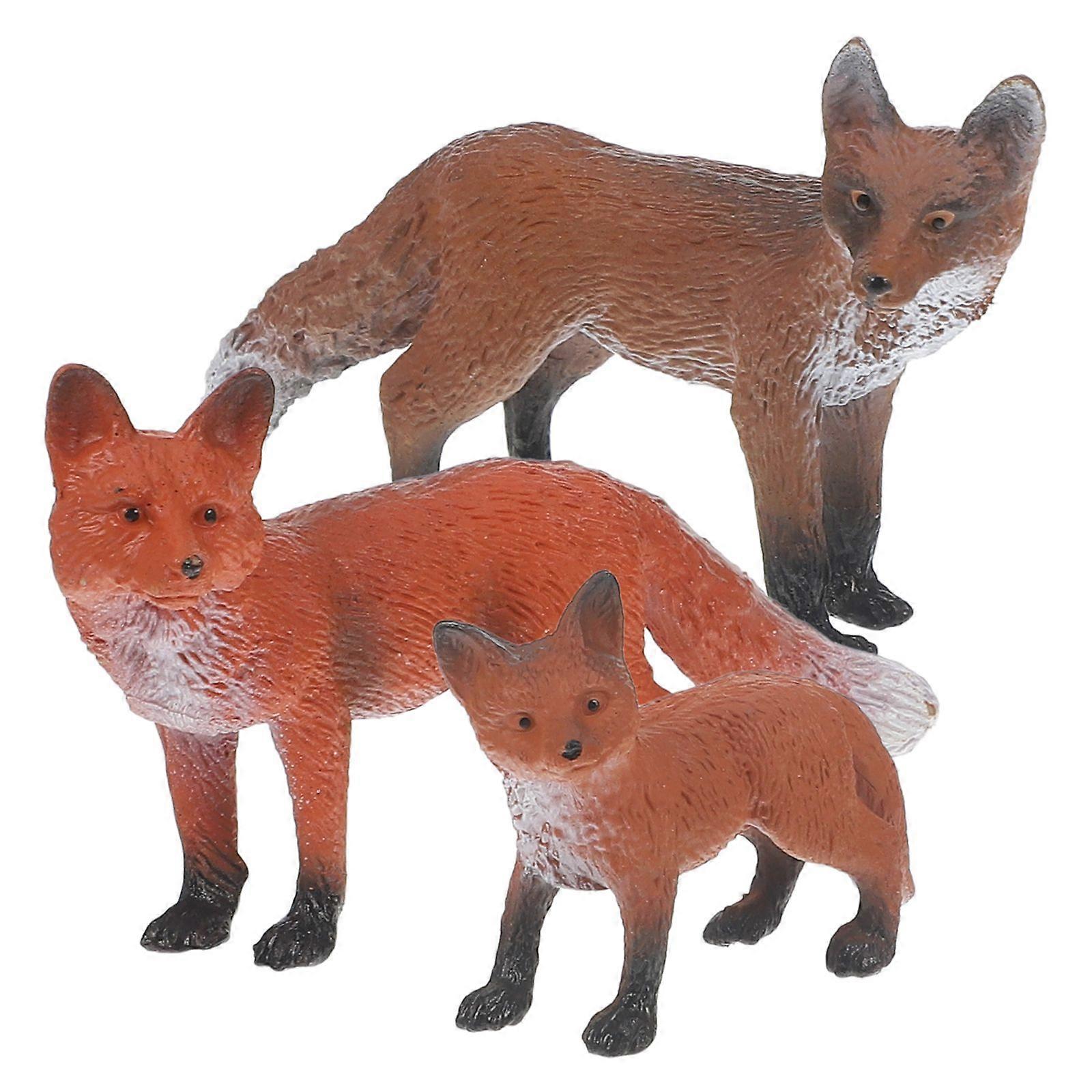 3 Pcs Simulation Wild Animal Figure Realistic Fun Toys Model Kids Animal Model Toys - 5x3cm (Fox)
