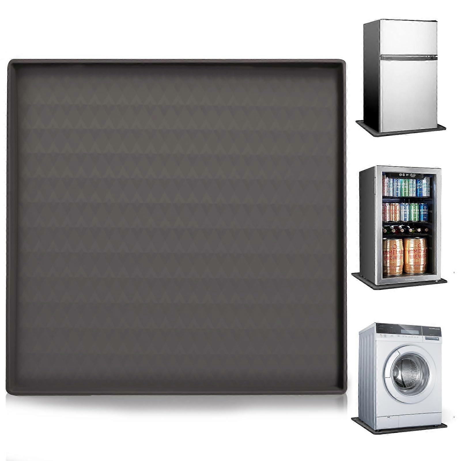 Fridge Mat, 60 x 60 cm Silicone Mat with Edge, Grey Fridge Drip Tray