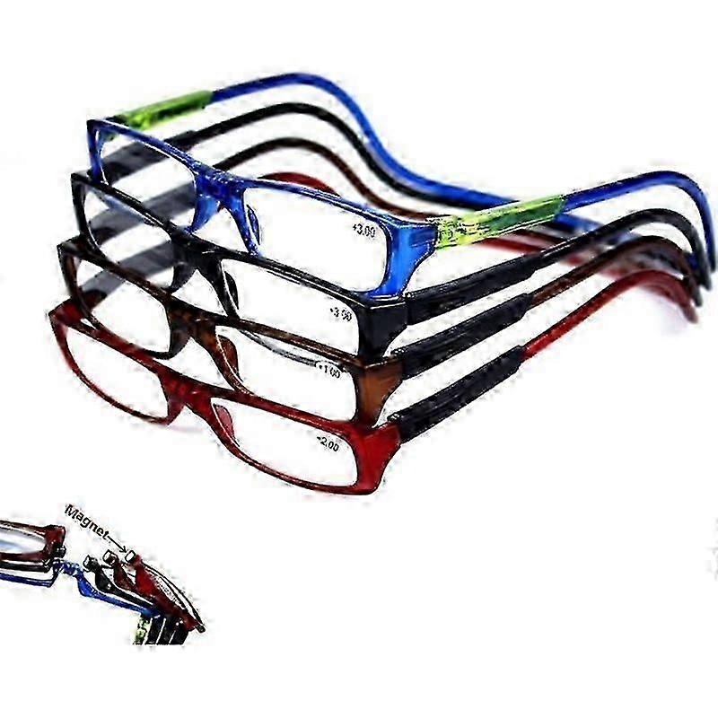 +25 Two-tone Magnetic Reading Glasses 4 Pairs