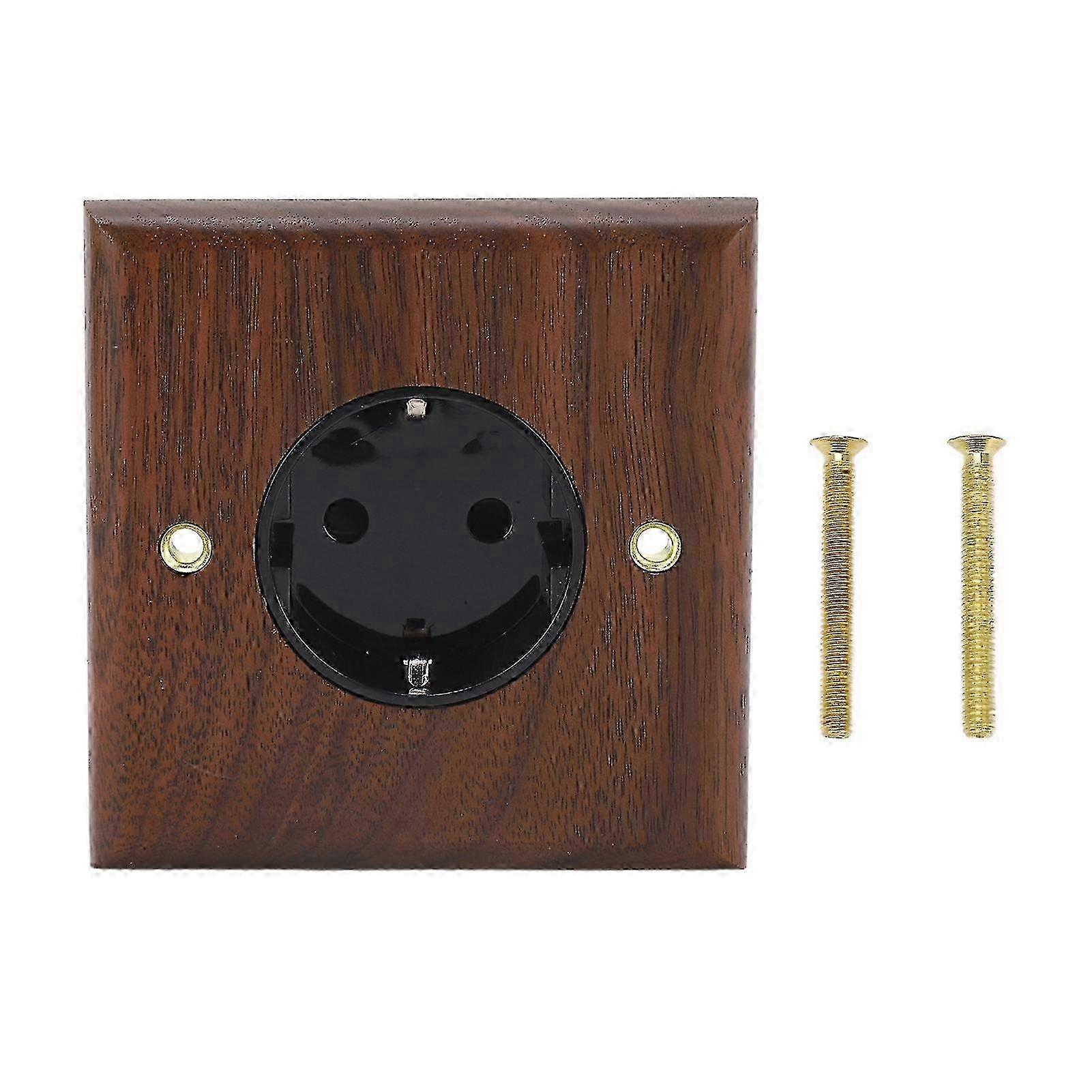 Black Walnut Retro Style EU Power Outlet with 16A 250V Switch Socket for Home & Office