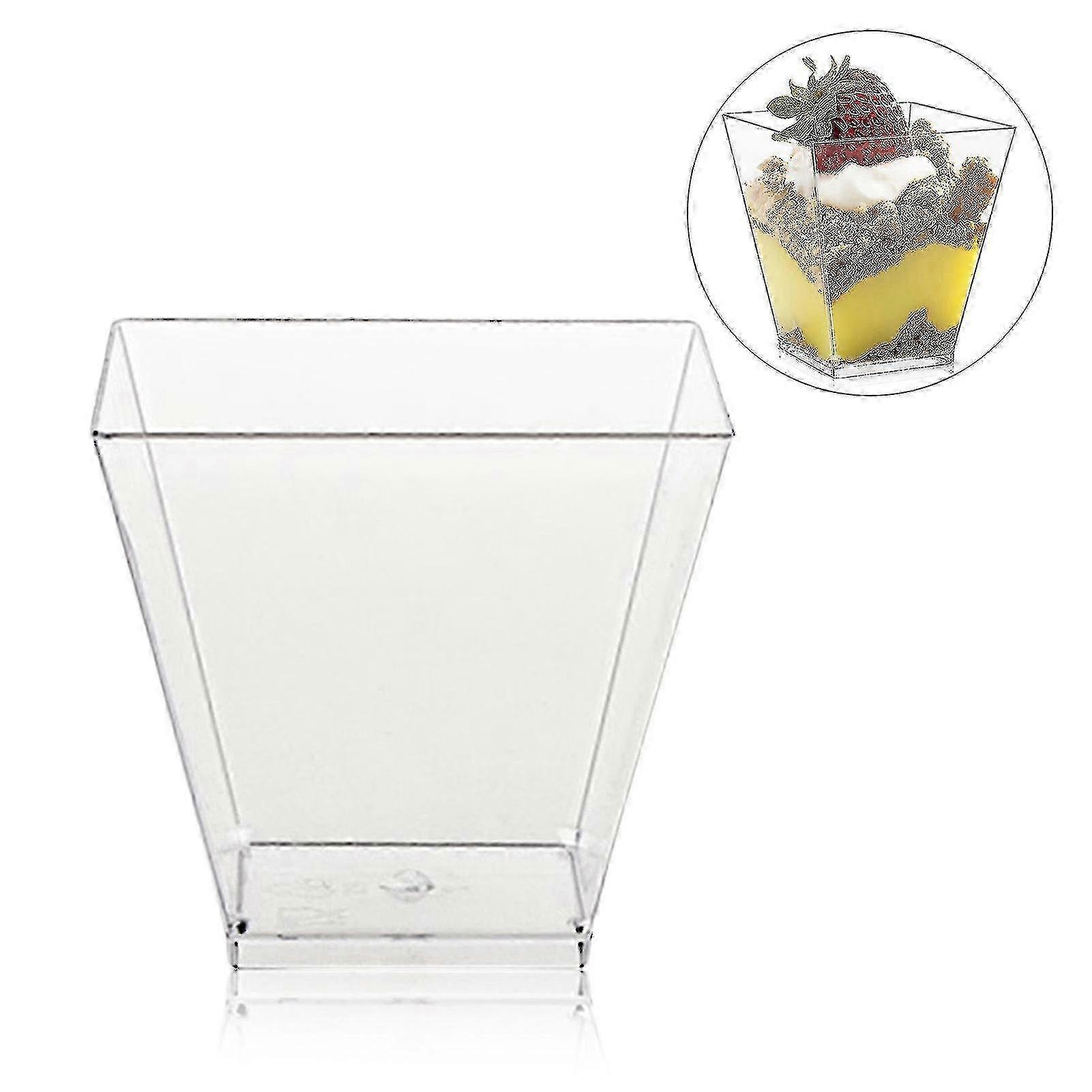 50pcs Mini Transparent Disposable Square Cake Cups (60ml) for Desserts