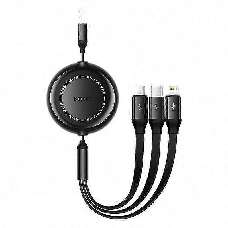 Bright Mirror Series Retractable 3-in-1 Fast Charging Cable USB to M+L+C 3.5A 66W