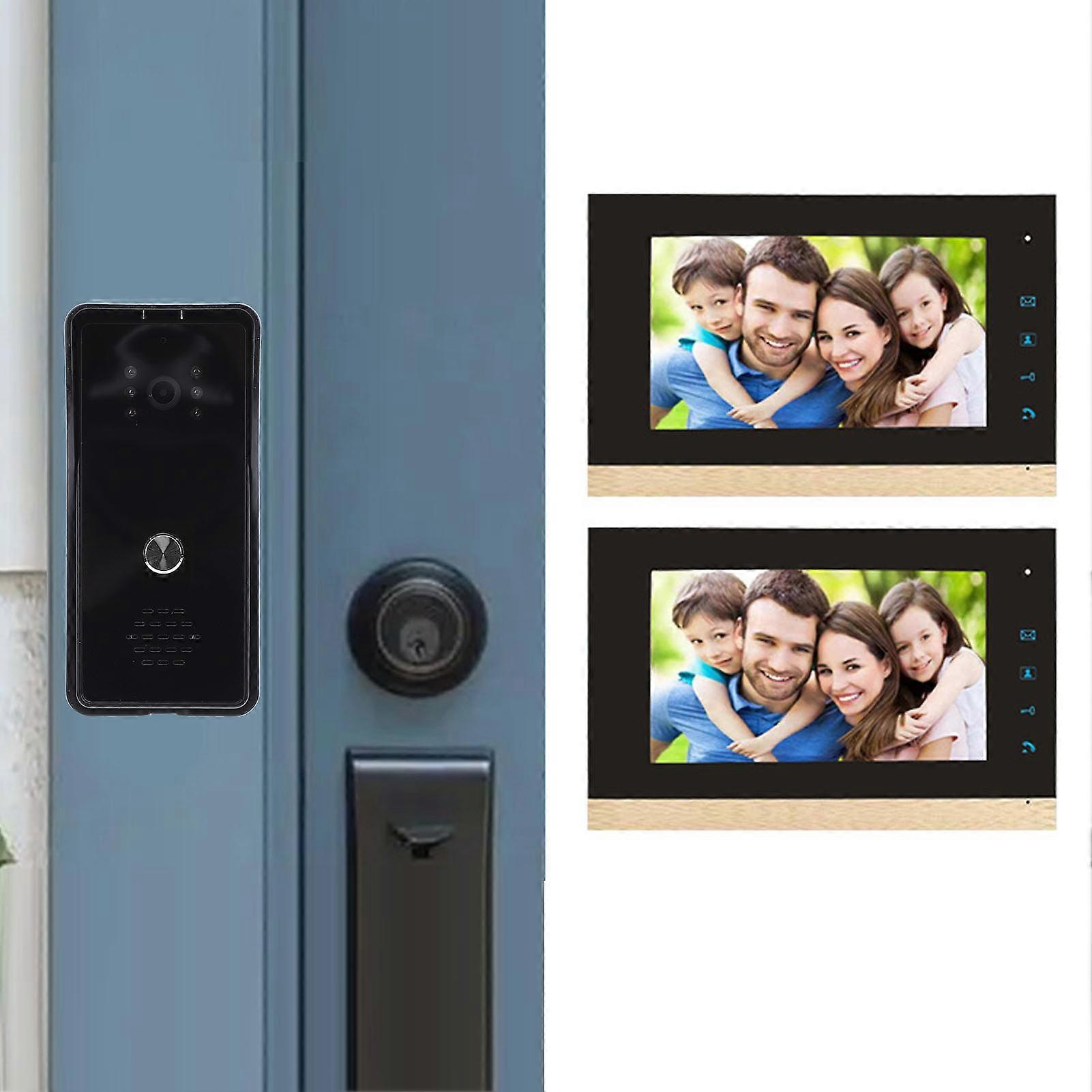 2-in-1 Wired Video Intercom with 7 Inch HD Screen Black