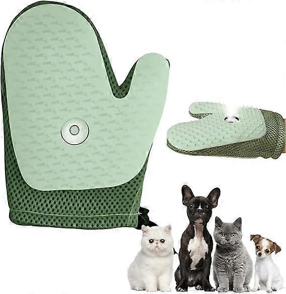 Grooming Mist Glove for Pets, Electrostatic Pet Hair Removal Glove for Cats and Dogs, Light Green, Upgraded Design