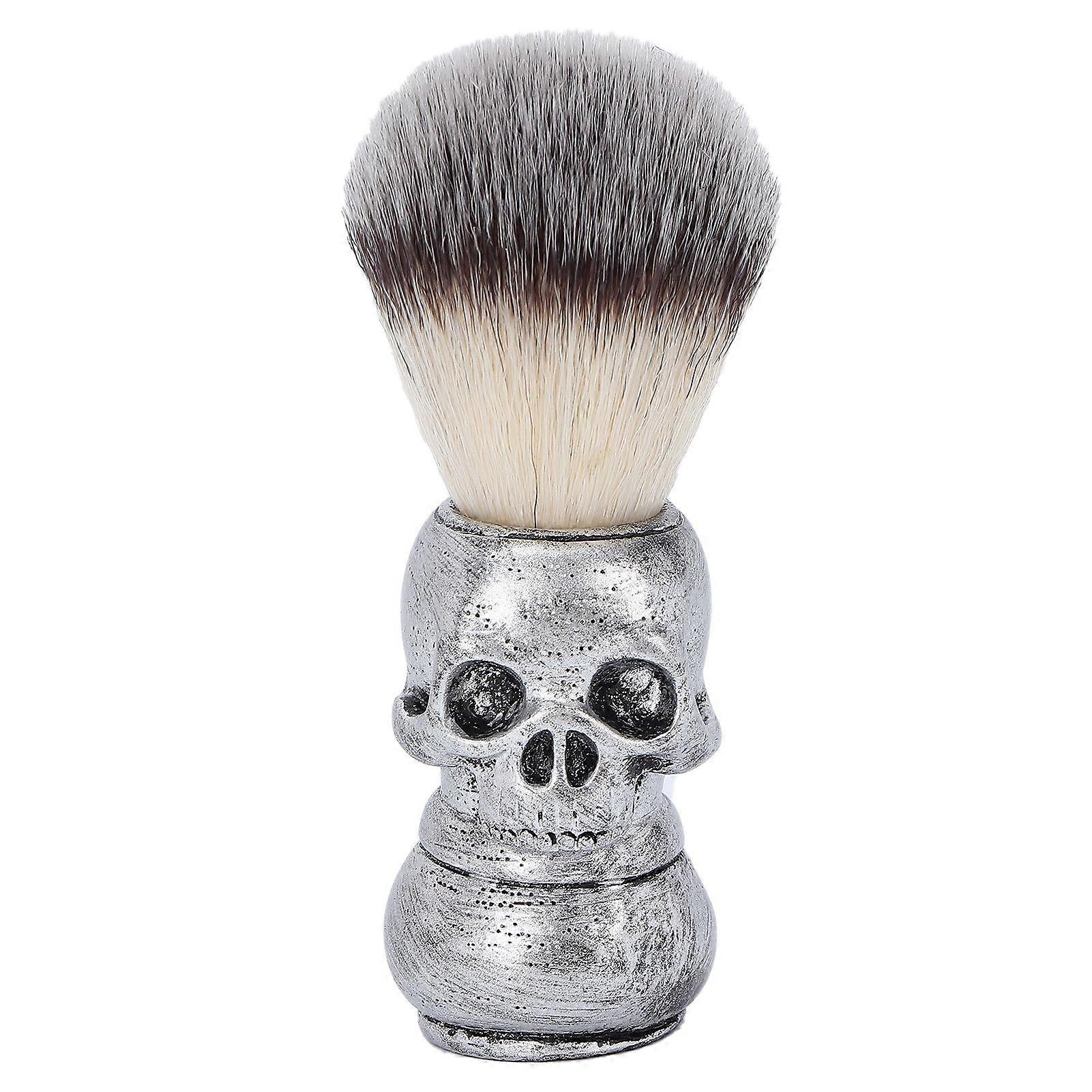 Men's Shaving Brush with Creative Skeleton Shape Handle Facial Beard Cleaning Grooming Shave ToolSilver