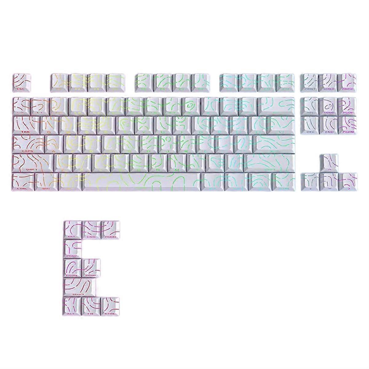 97 Keys Contour Lines PBT Double Shot Keycaps Backlit Translucent Cherry Profile for MX Mechanical Keyboard