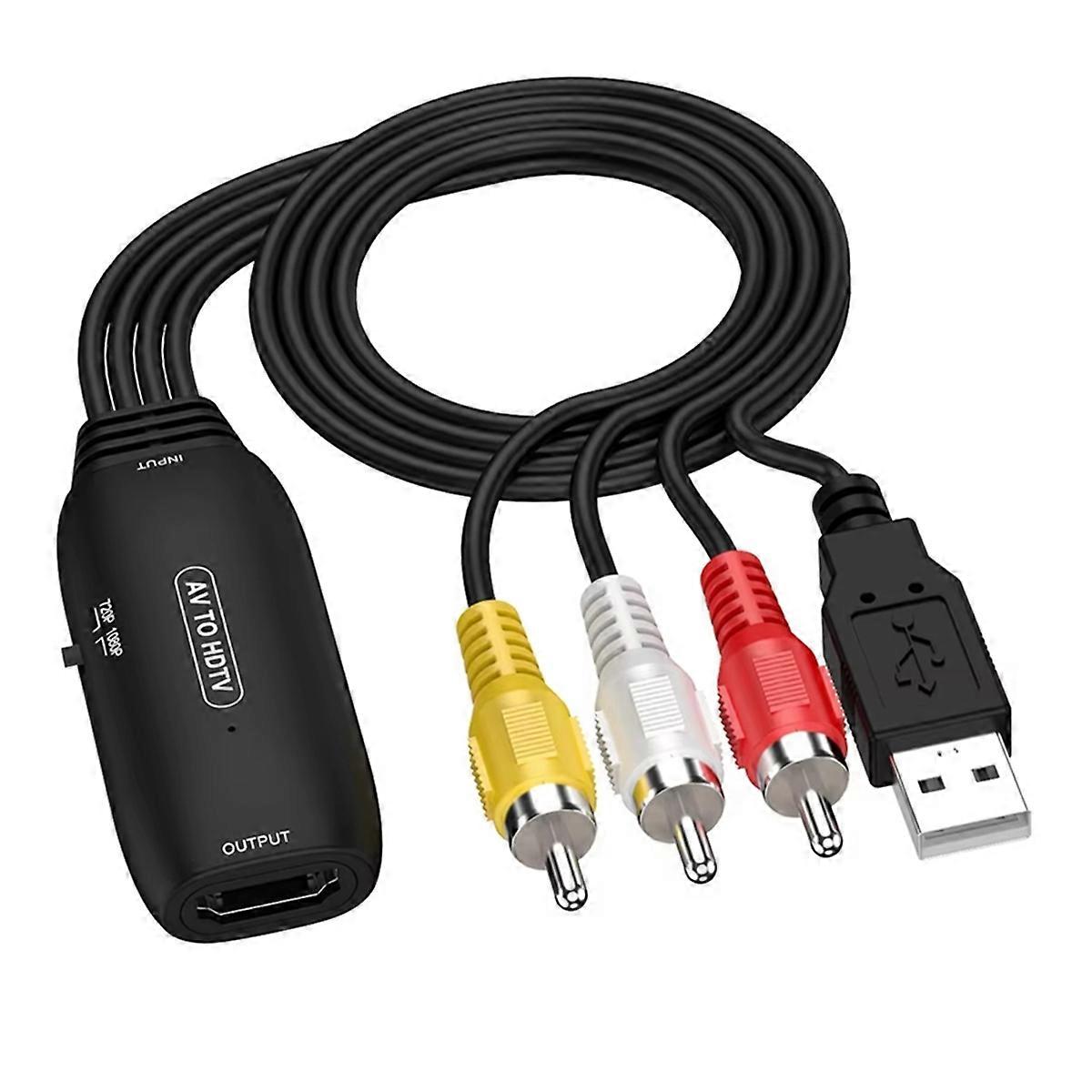 1080P AV to -Compatible Adapter Converter Cable Video Adapter for Set Top Box Blu-Ray DVD