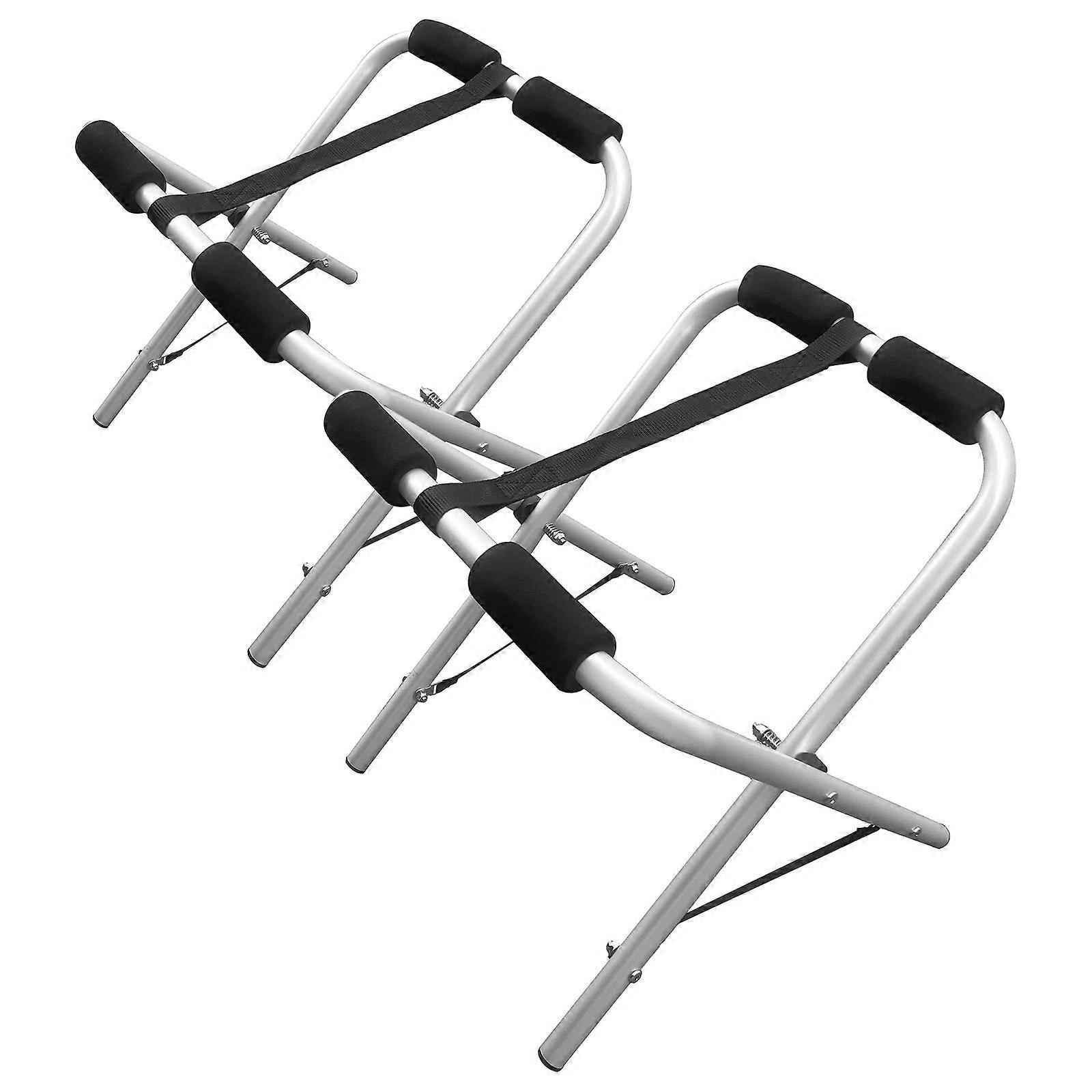 Portable Aluminum Kayak Rack Lightweight Canoe Storage Stand Paddleboard Holder with Nylon Connectors and Polyester Straps Strong Load Capacity 2PCS