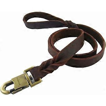 Leather Dog Training Leash Greased Leather Recall Lead with Strong Snap Hook and Comfortable Handle for Medium and Large Dogs 2.5cm x 1.2m，Fonepro
