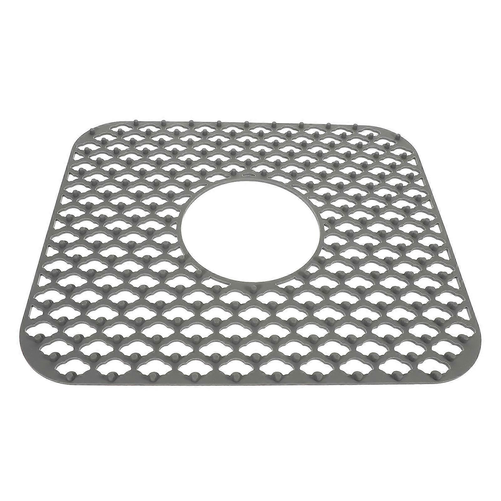 Grey Silicone Sink Drain Pad for Kitchen with Hollow Design and AntiSlip Function 7.87 x 11.81 inches