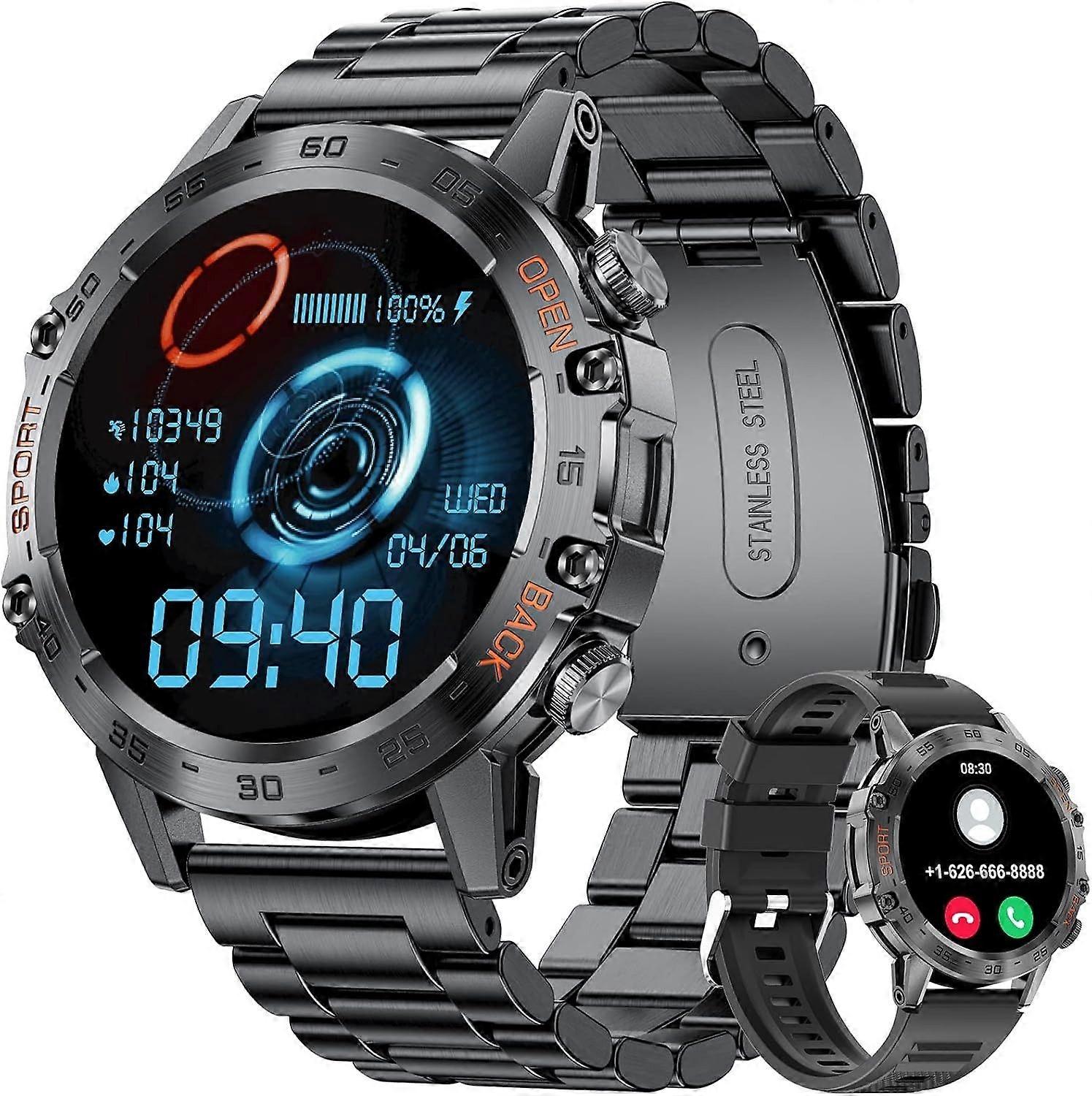 Military Smart Watch for Men, Smart Watches with Bluetooth Voice Call Compatible Android iOS Phone, Smartwatch with Heart Rate SpO2 Pressure Sleep Mon