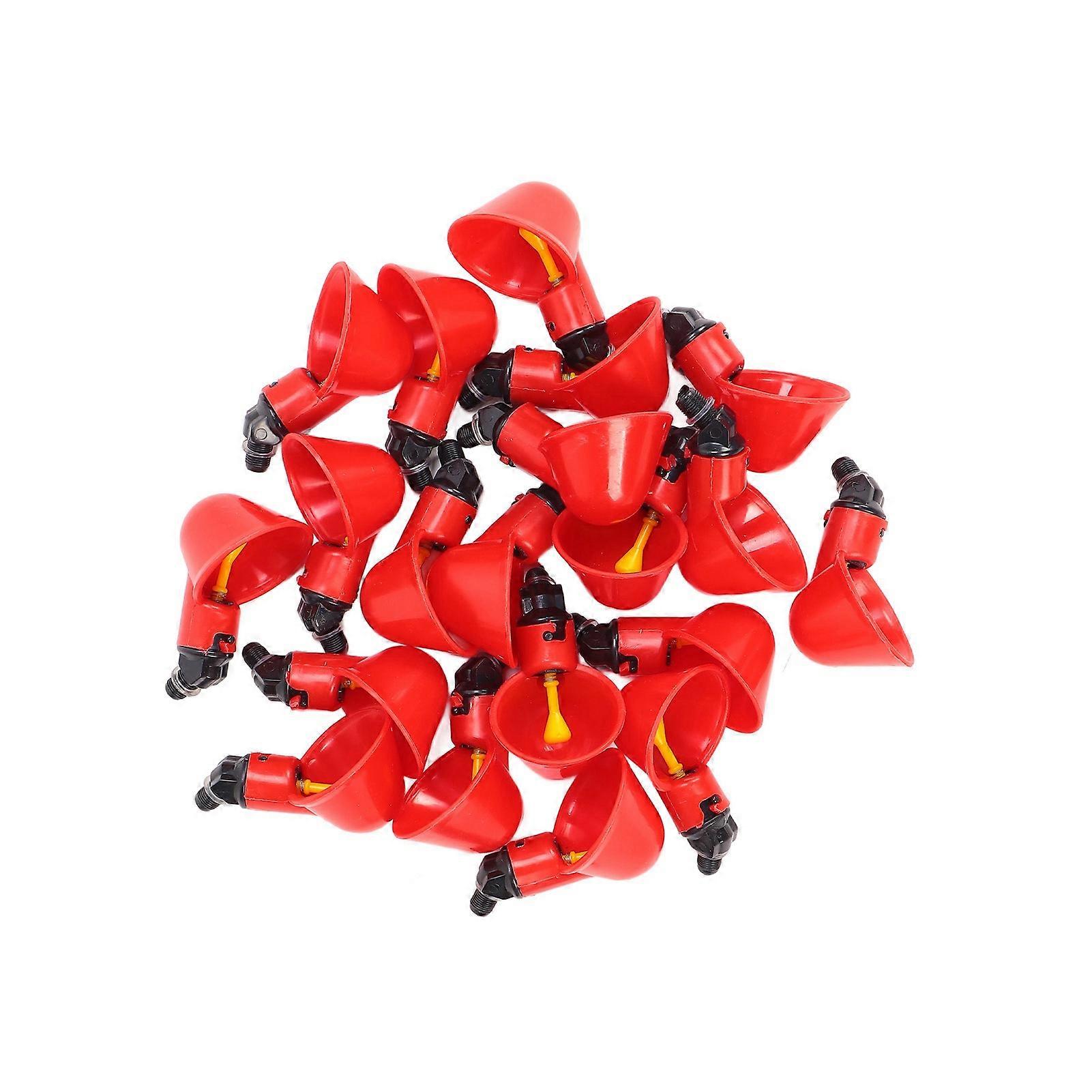 20pcs Red Plastic Automatic Chicken Water Cups for Poultry