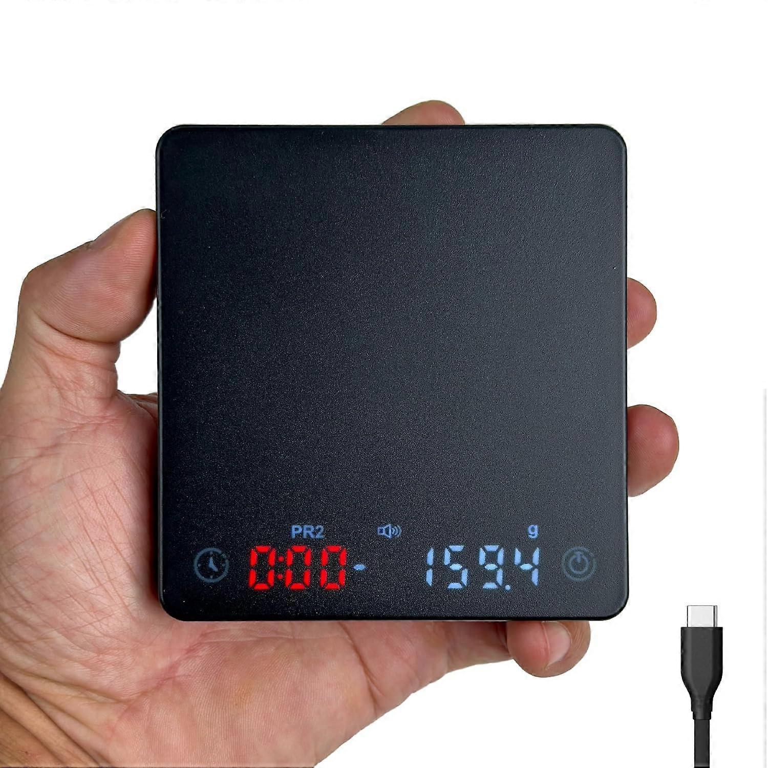 Timer coffee scale, espresso scale with automatic tare function, touch sensor and silicone lid
