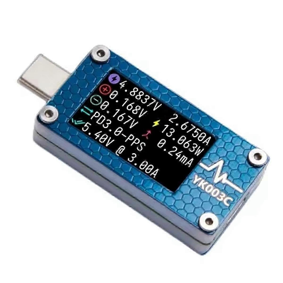 YK003C USB Tester: Type-C Fast Charge Detection, Voltmeter, Ammeter, Trigger & Capacity Measurement with Ripple Function