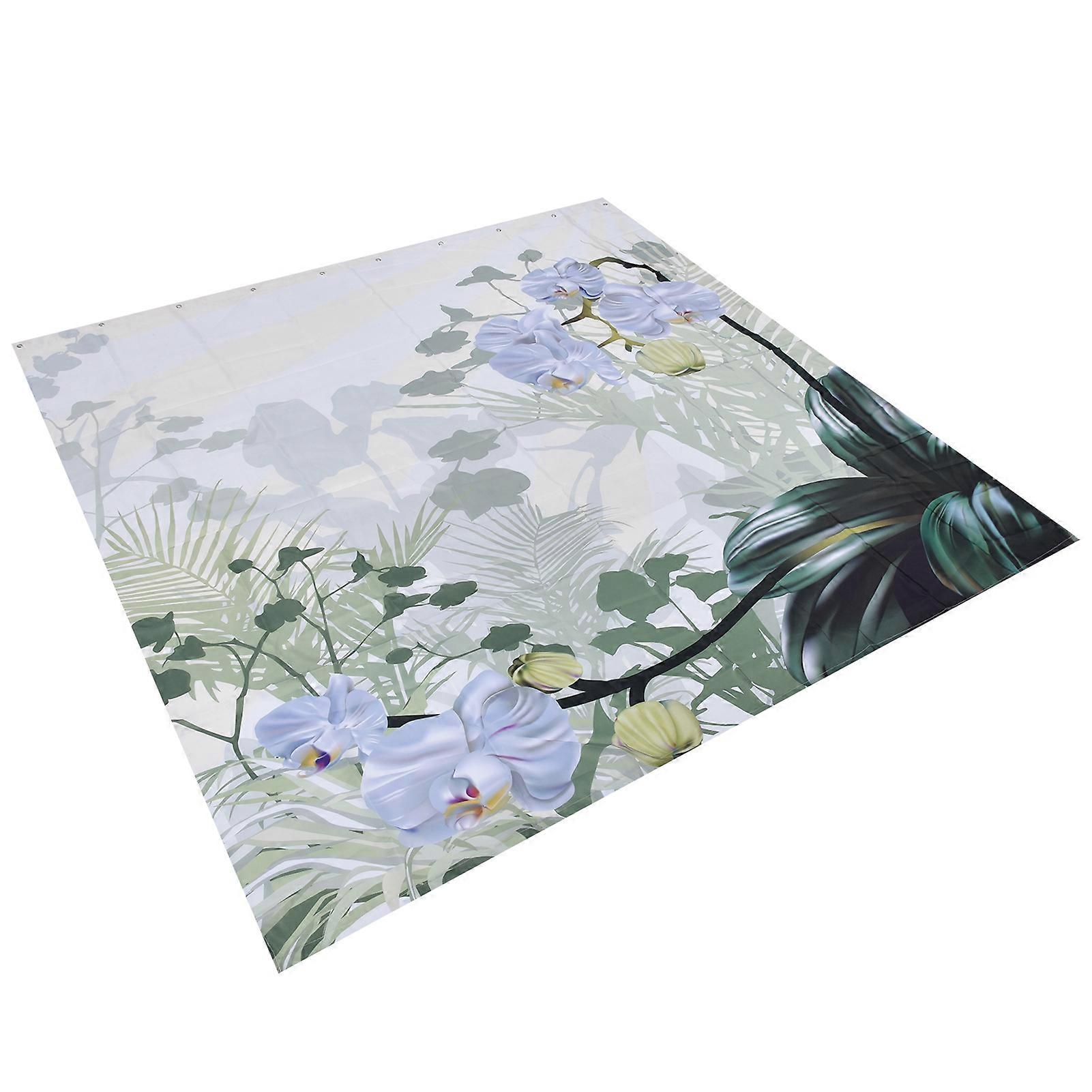 Flower Plants Pattern Waterproof Polyester Shower Curtain 180x200cm