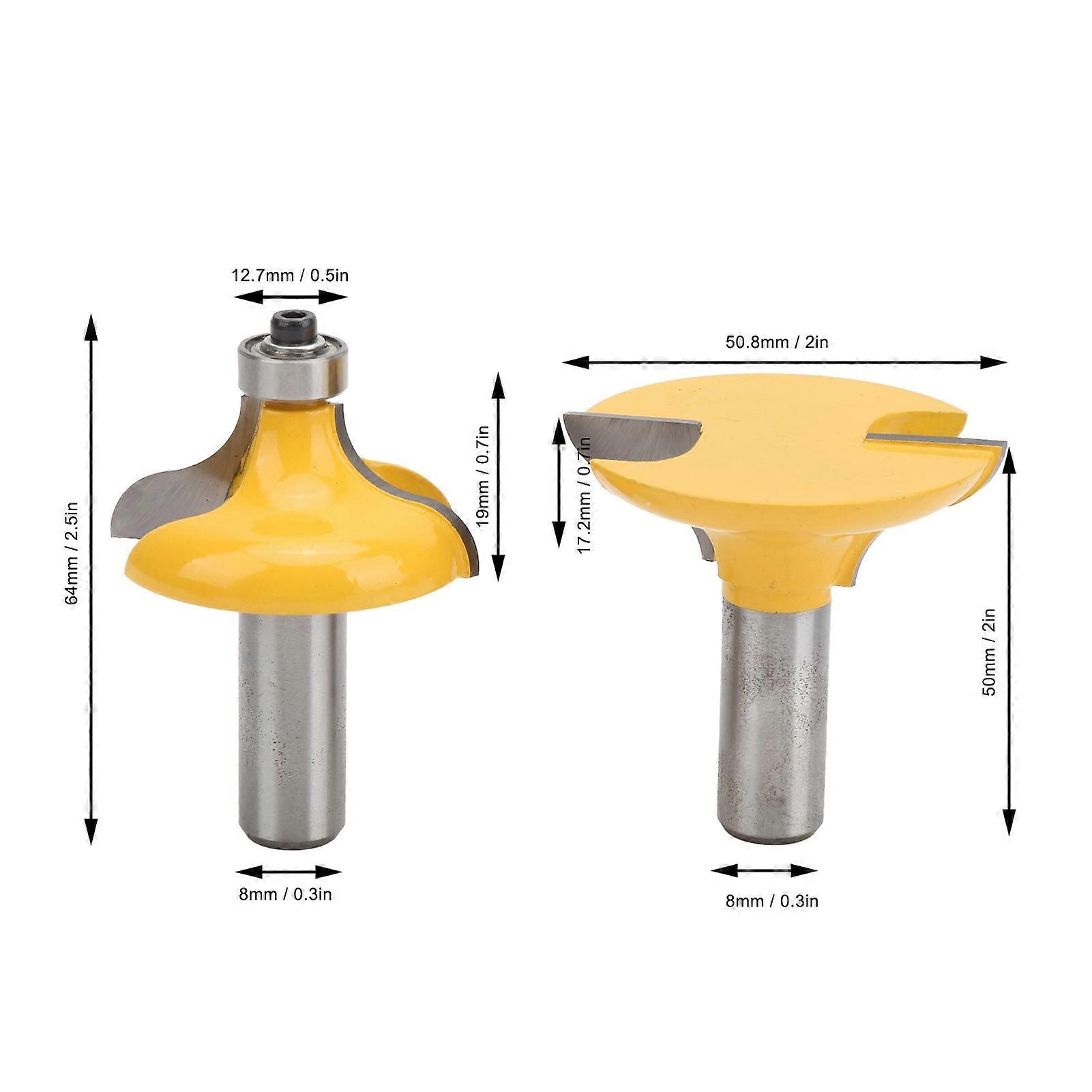 2Pcs 8 Shank Handrail Router Bit Set Door Frame Tenon 44.9x64mm