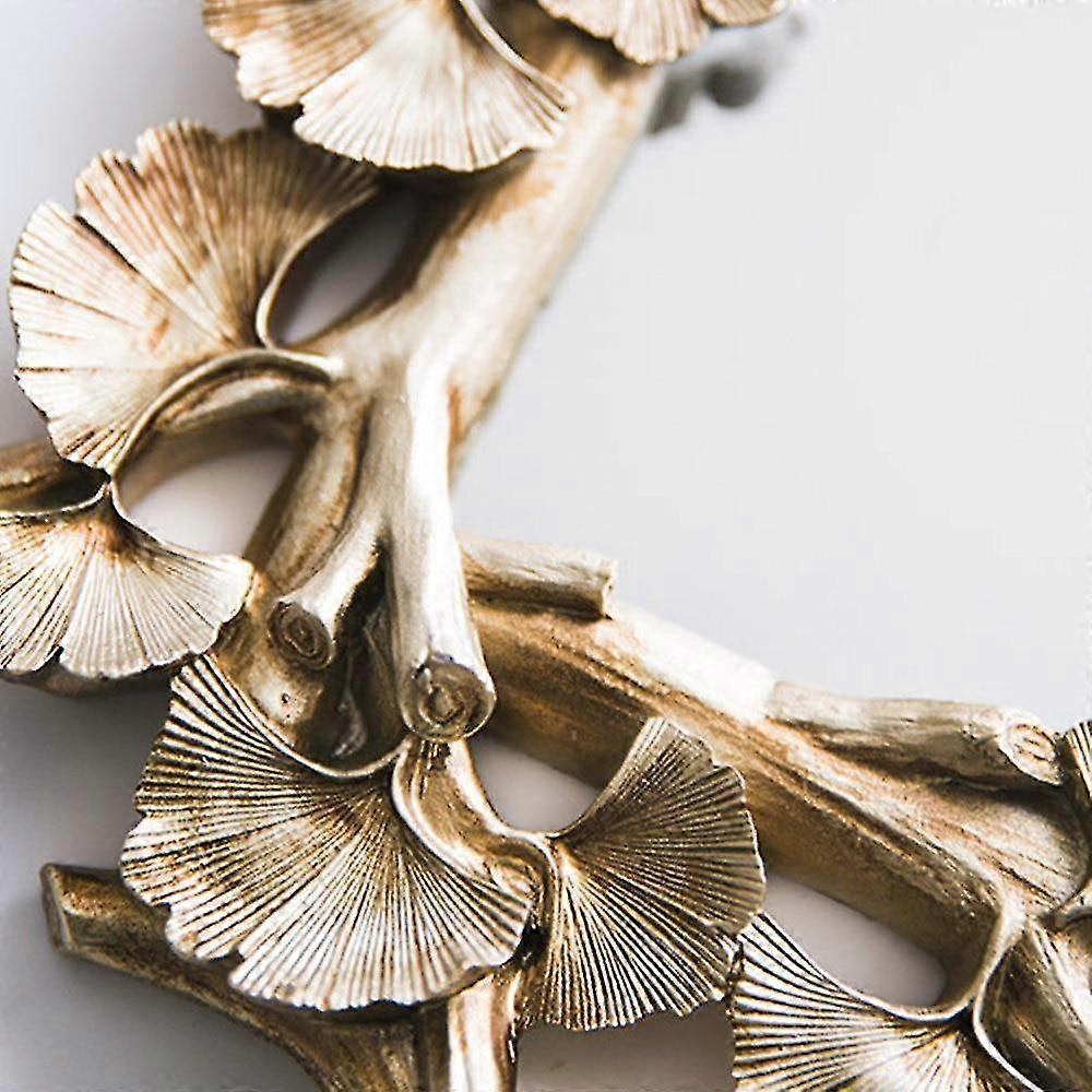 Retro vintage rectangular gingko leaf carved and mirrored tray