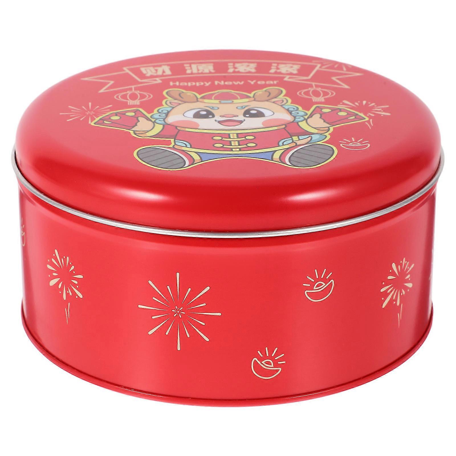 Red Wedding Tinplate Cookie Tin with Lid for Storage Festival Use