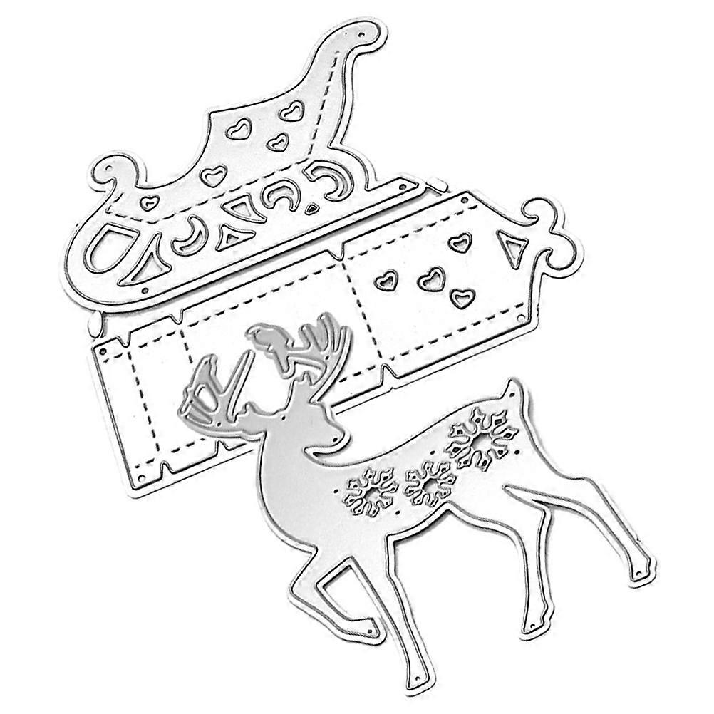 Scrapbook Cutting Die Xmas Sleigh Deer Carbon Steel Die Cut for 4Sets DIY