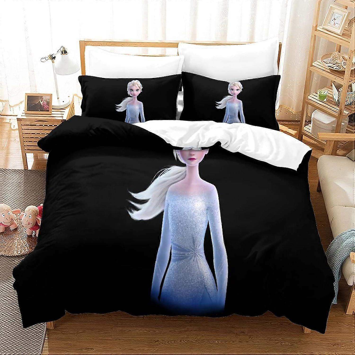 Duvet Cover Set Double Frozen Printed Duvet Covers Bedding Set for in Kids Teens Adults Soft Hypoallergenic Quilt Cover with Pillowcase with Zipeer Cl