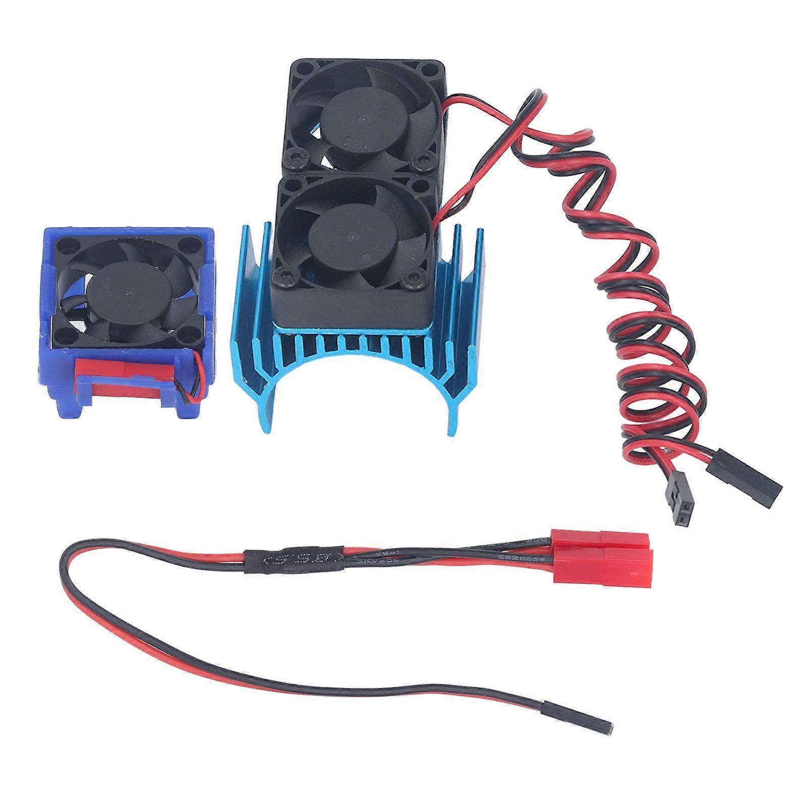 DC 5V RC Heat Sink High Velocity Fan Motor Radiator Fan Set for Traxxas Slash 44 VXL 1/10 RC Car Blue