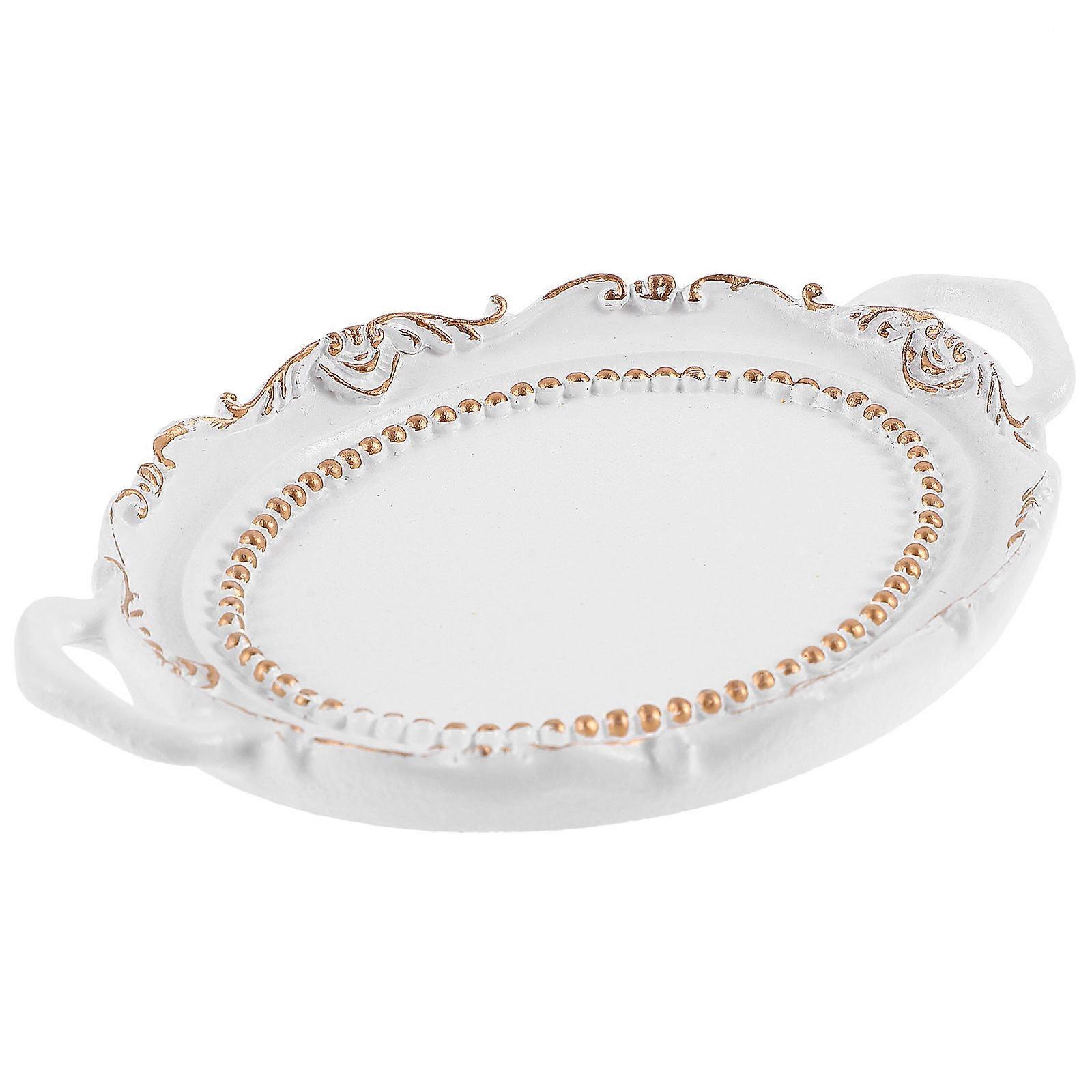 European Style Jewelry Dish Trinket Tray for Display 3Pcs White Resin Set