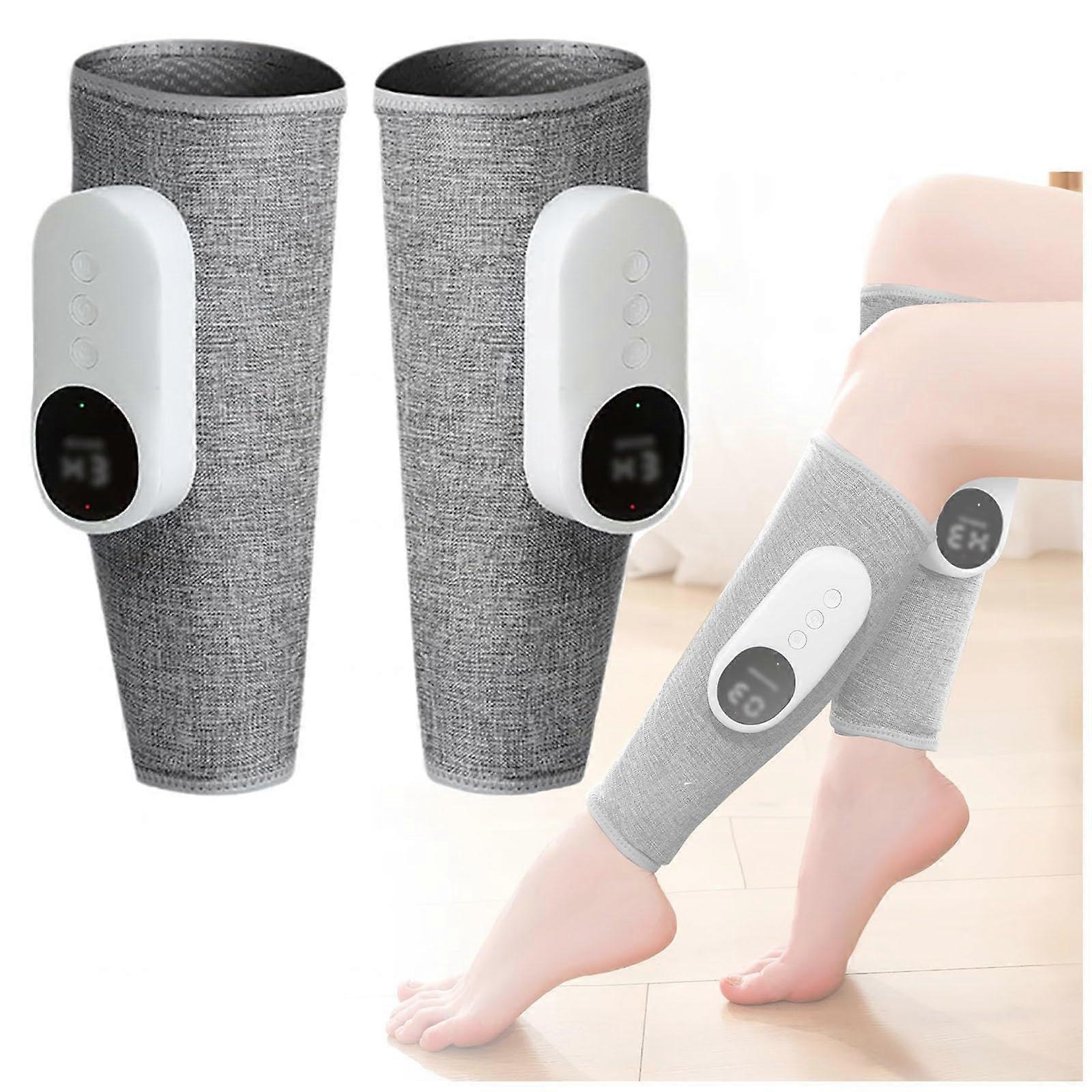 Leg Massager with Heat and Compression TypeC Rechargeable Calf Massager Gray for Pain Relief and Muscle Relaxation