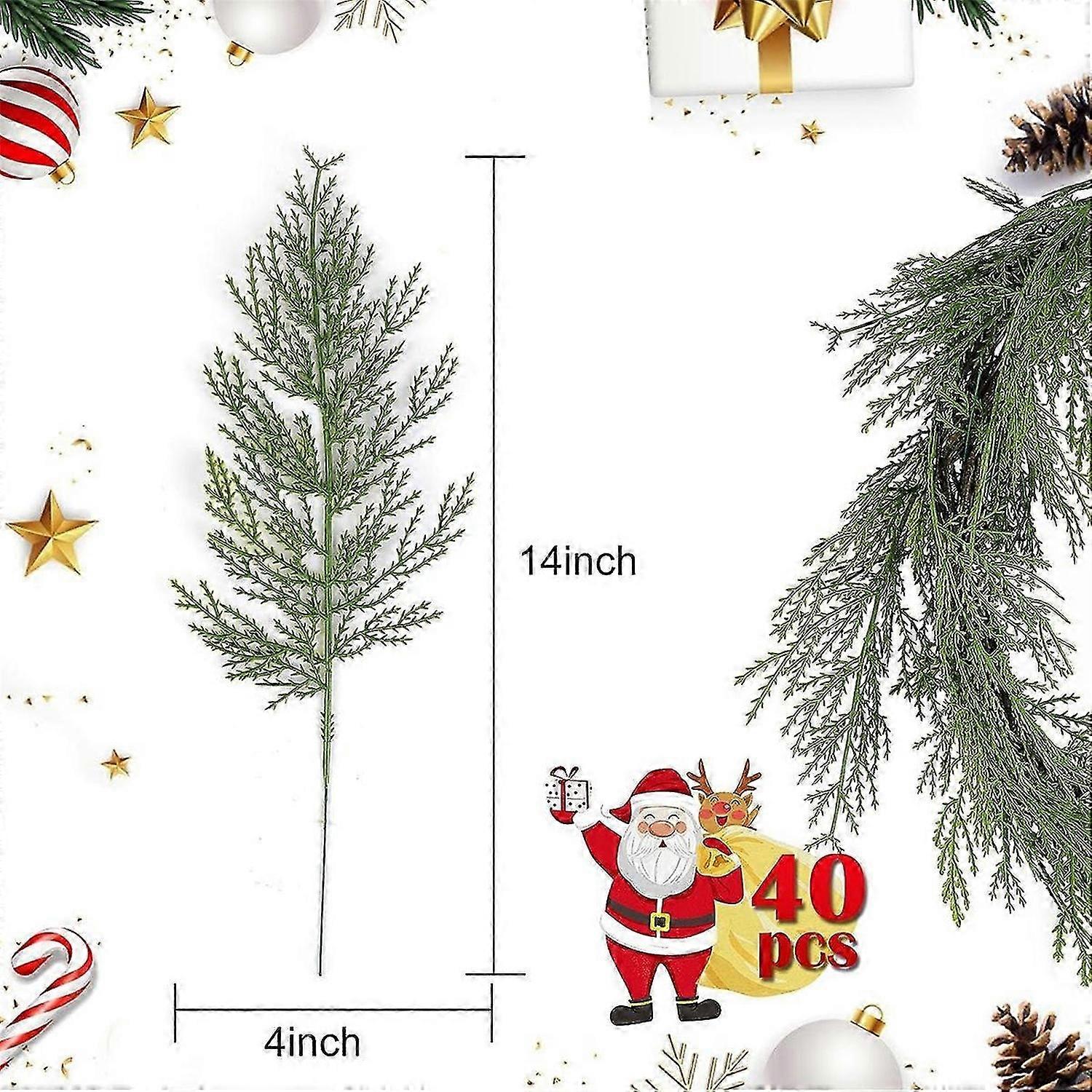 40 Pcs Artificial Cedar Sprigs Faux Cedar Spray Branches Cedar