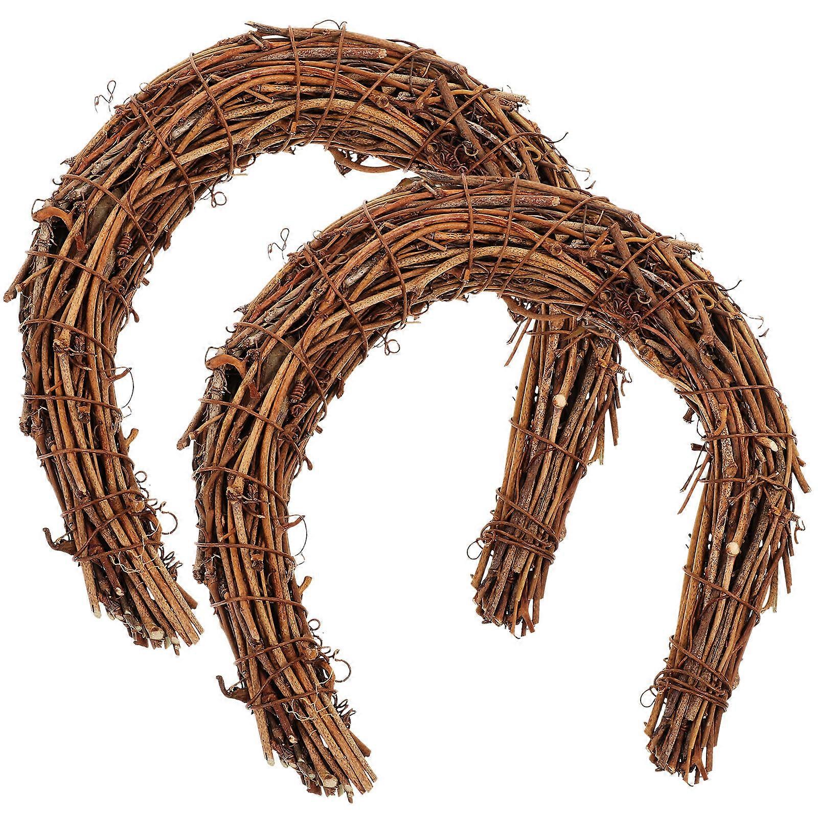 DIY Rattan Wreath Moon Shaped Wreath Ring for 6Pcs Home Decor