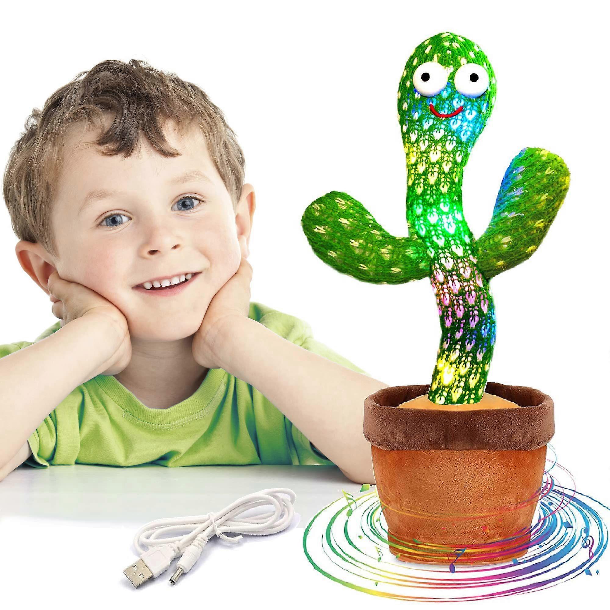 Dancing Cactus Repeats What You Say, Electronic Plush Toy with Lighting,Singing Cactus Recording Toys