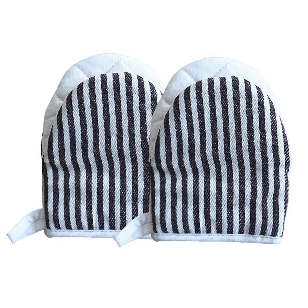 Striped Pattern Duck-Bill Microwave Oven Gloves ,Black