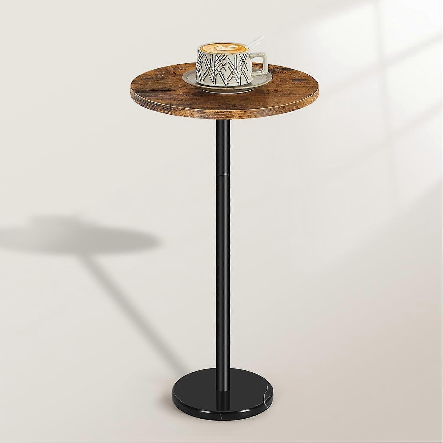 Small Round Side Table with Marble Base, Compatible with Brown and Black Decor, Mini Drink Table for Sofa, Couch, Patio