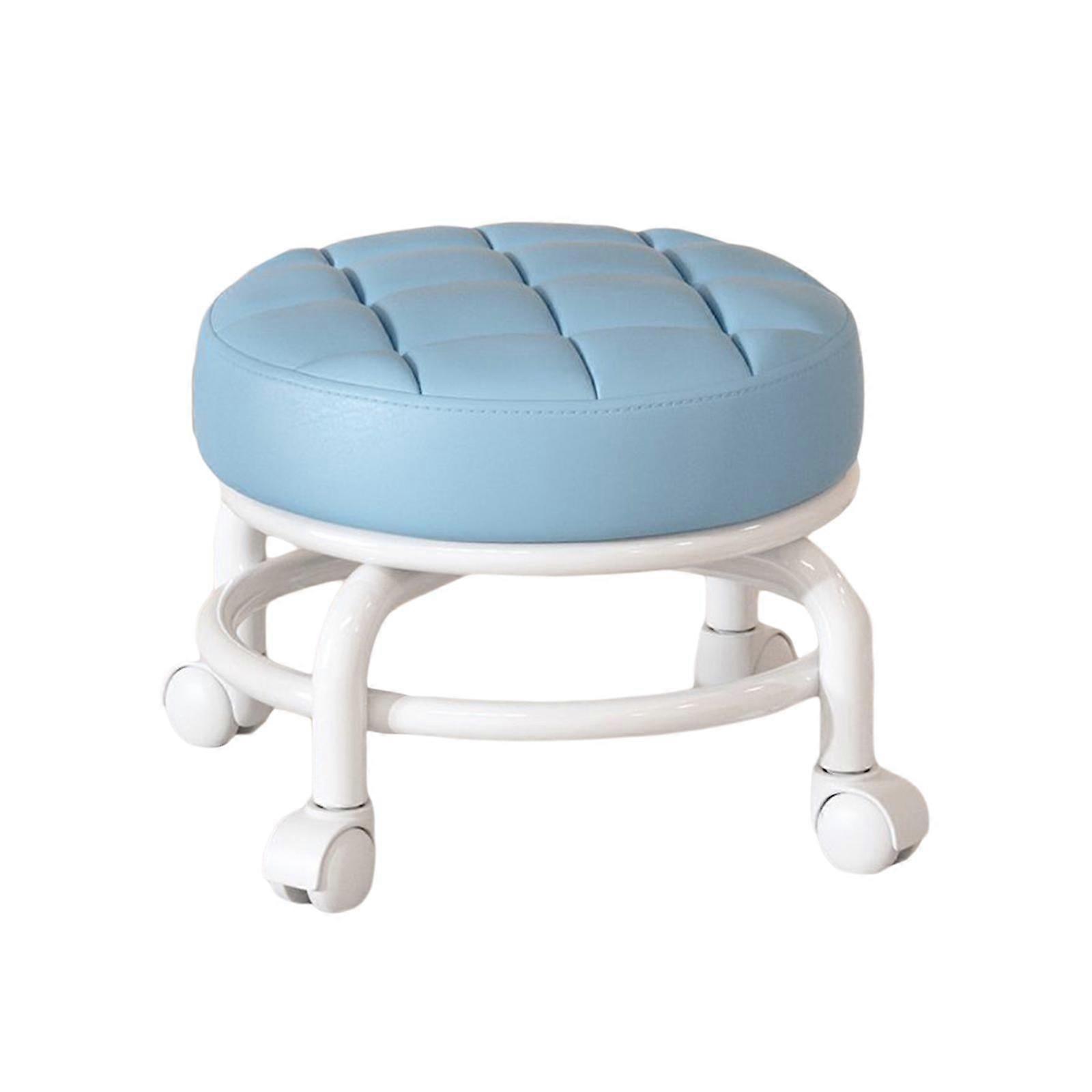 TISHITA 360 degree Rotating Low Roller Seat Stool Lazy Housework Stool Round Kids Sturdy Lightweight Heavy Duty Pulley Low Stool for Salons Blue