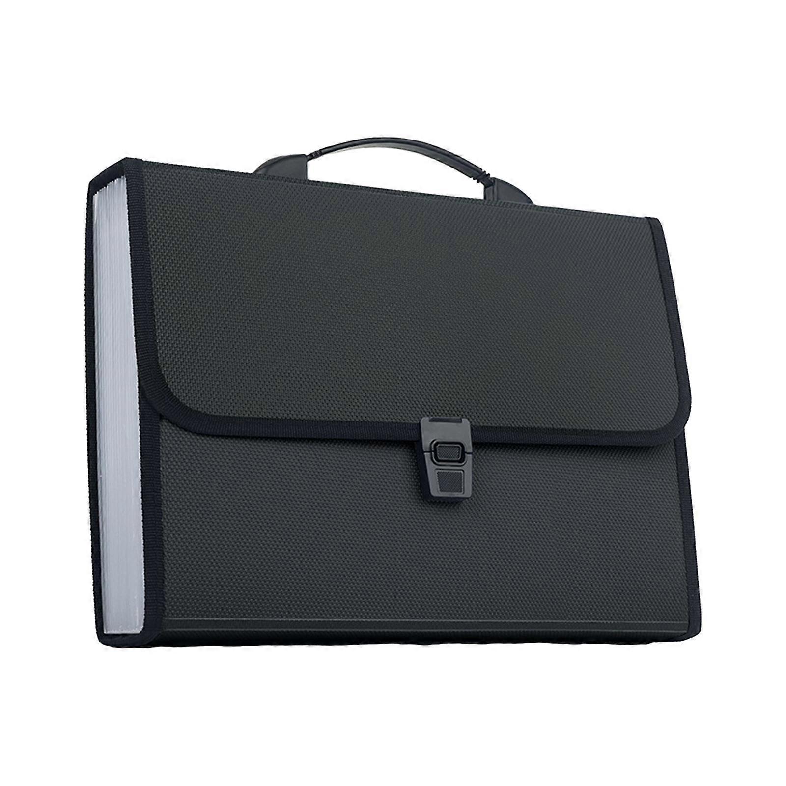 A4 Expandable File Folder with Snap Closure Paperwork Folder for Office Work Black