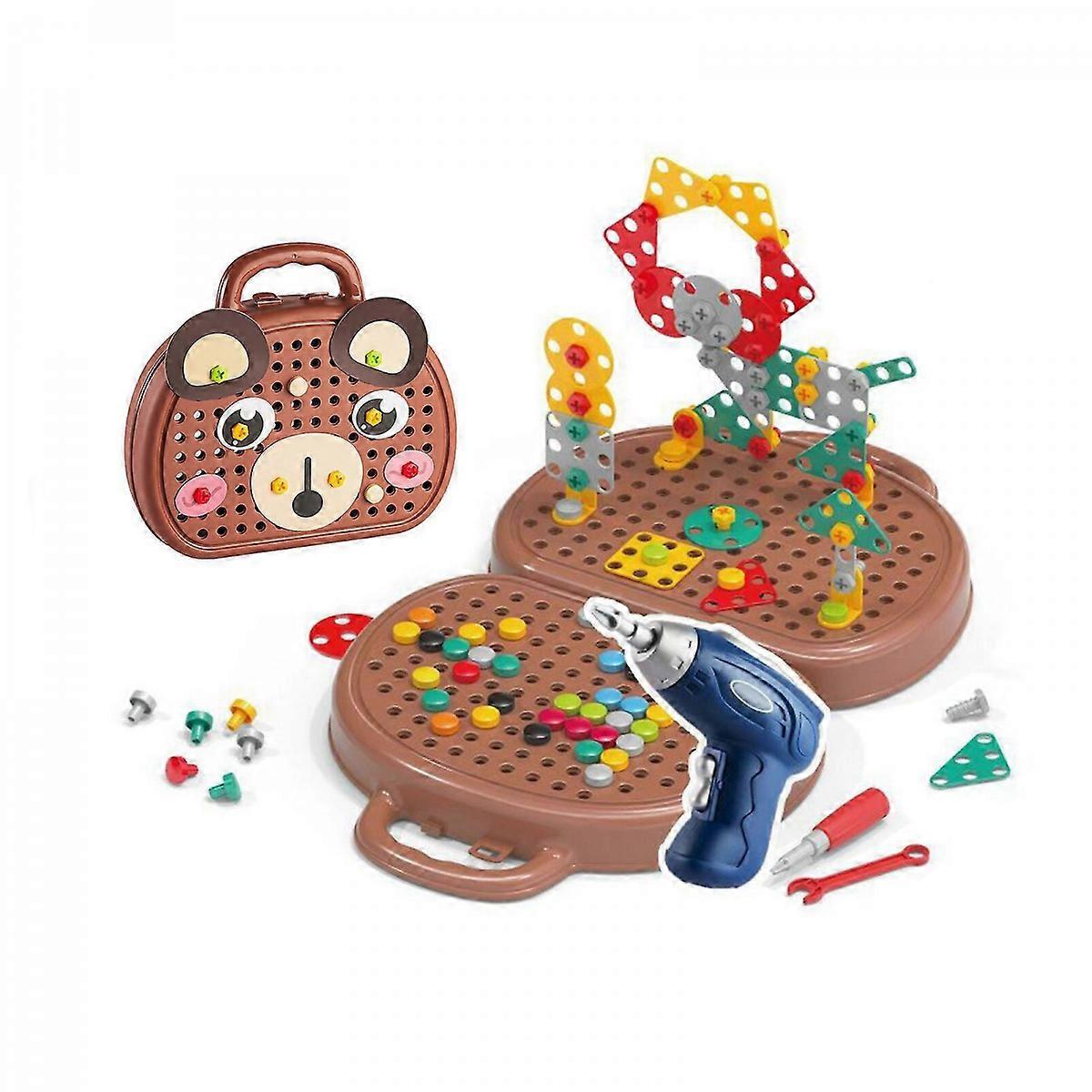 Children's Creative Repair Tool Box Toy for Developing STEM Skills & Colorful Cognition-improvement(700g, Bear)