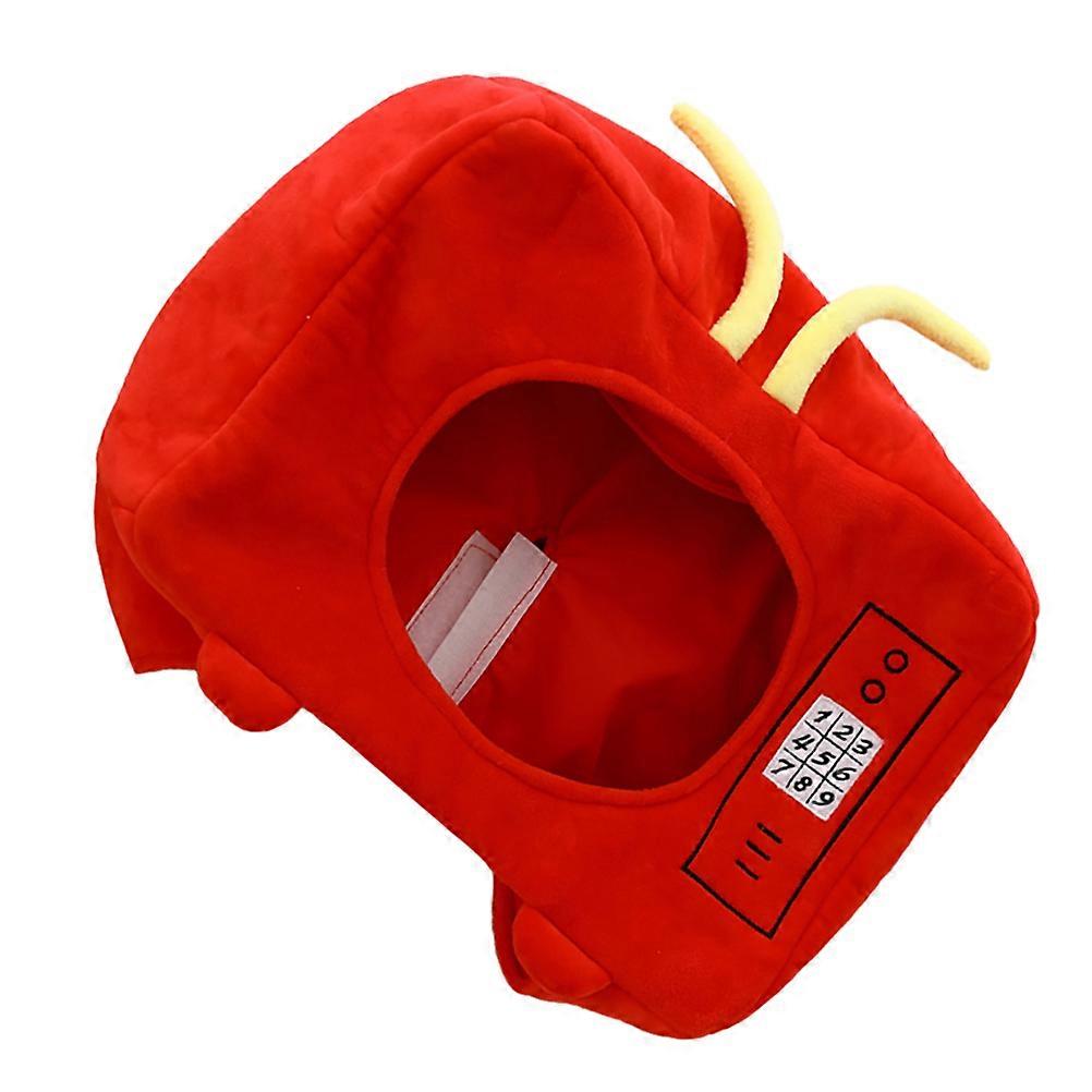 Plush Party Cap Television Shape for Festival Costume 2Pcs Red