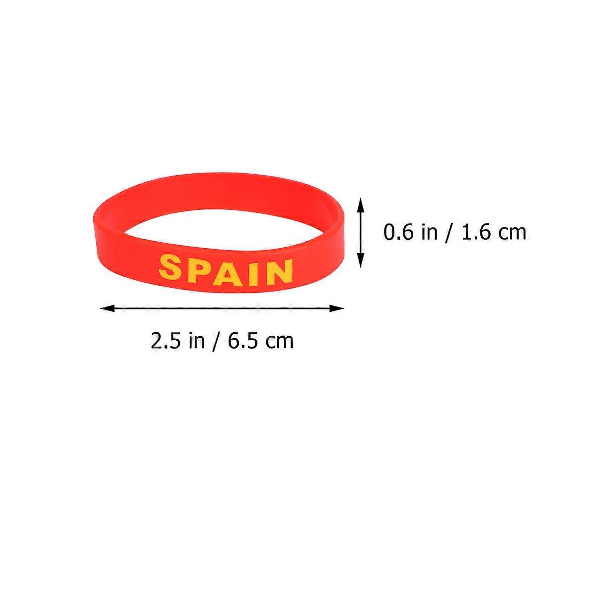 Silicone Wristbands With Country Flag Prints For Sports Games In Red 20 Pcs For Entertainment Clubs And Playgrounds