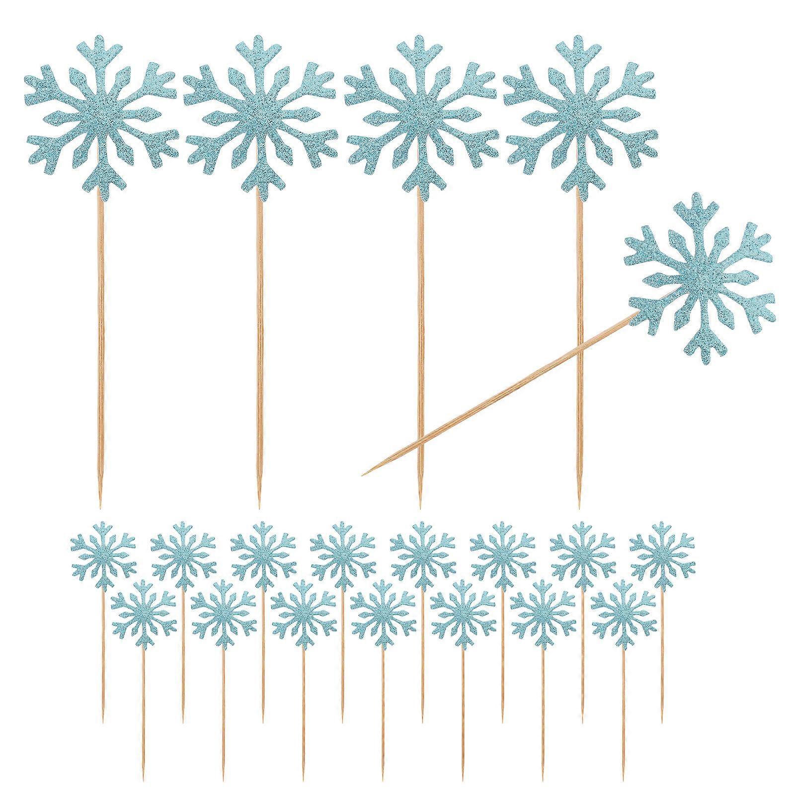 Wedding Cupcake Decor Snowflake Cake Topper for Decoration 30Pcs