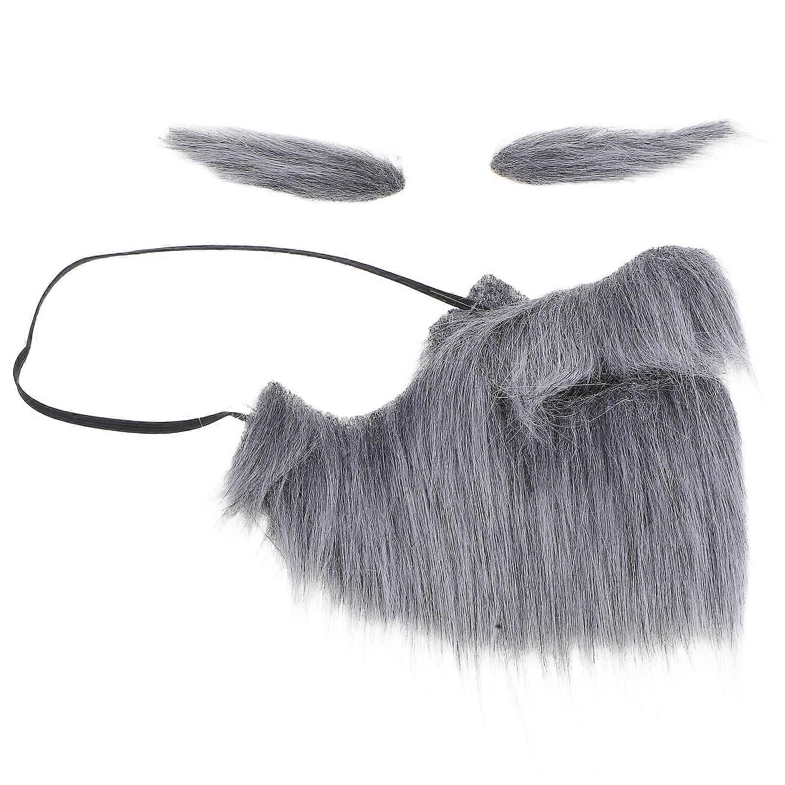 Fake Beard and Adhesive Eyebrows Set for Halloween Party 5Pcs