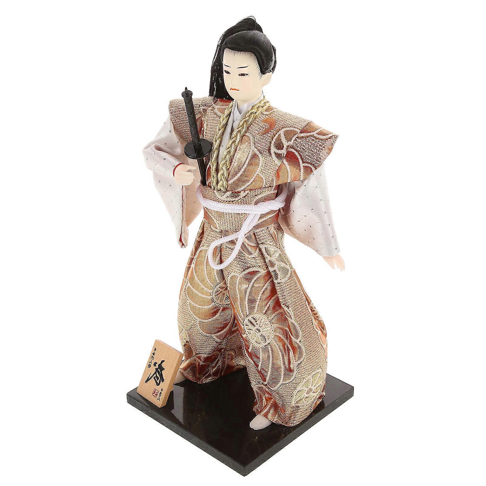 Japanese Style Samurai Doll for Table Display 2Pcs Traditional Doll Set
