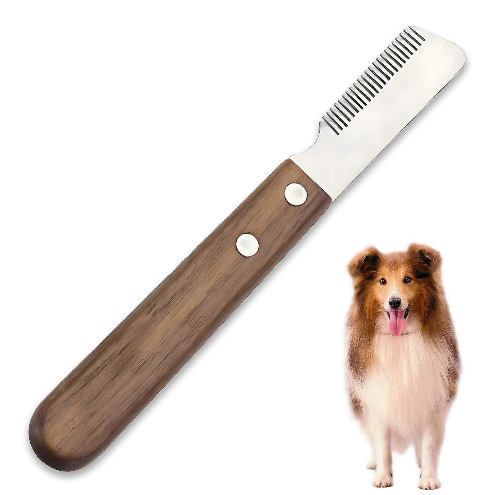 Professional Stripping Knife for Dogs  Ergonomic WoodenHandle Stripping Tool, Stripping Comb for Border Terriers