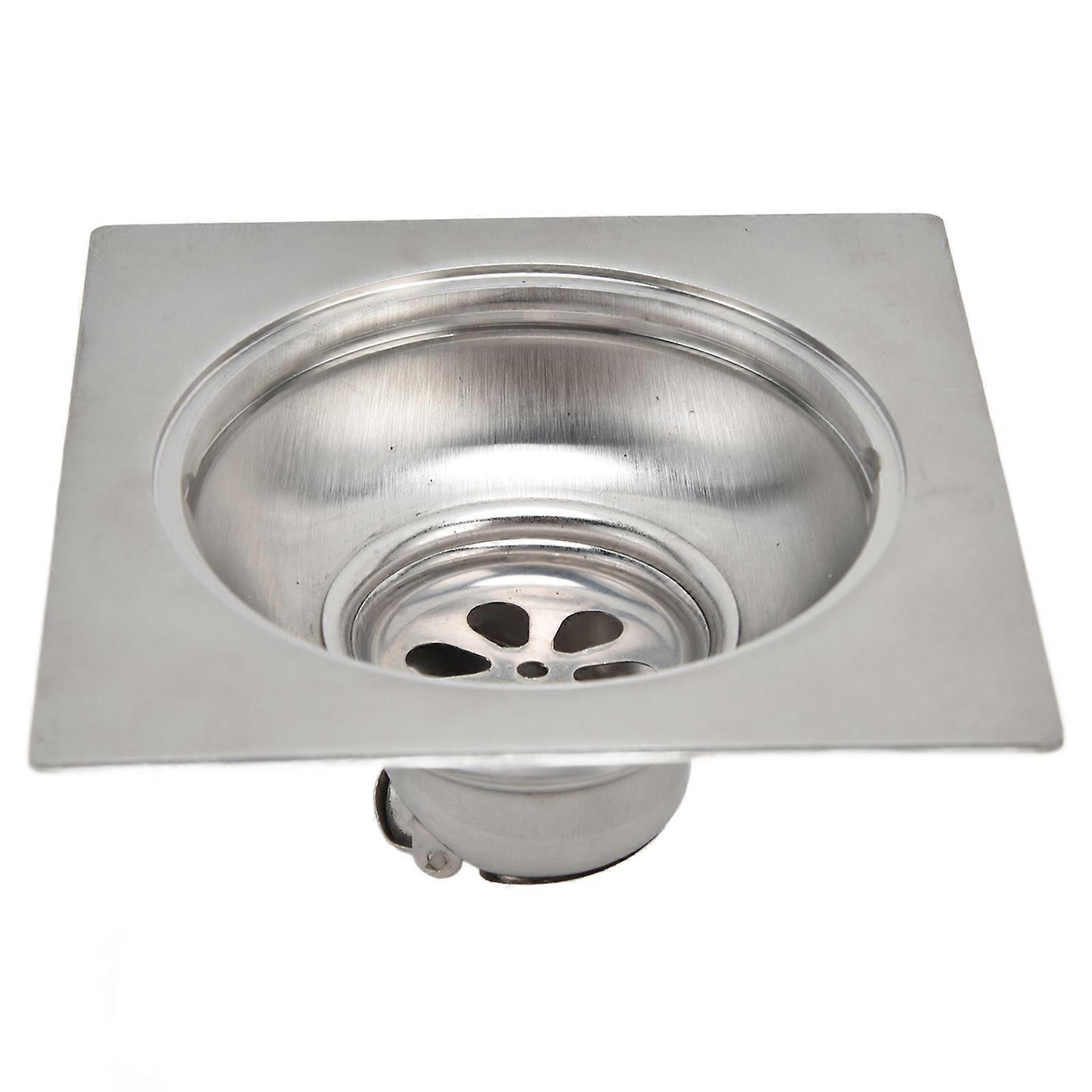 Square Stainless Steel Shower Drain 10x10cm Adjustable Tile Insert