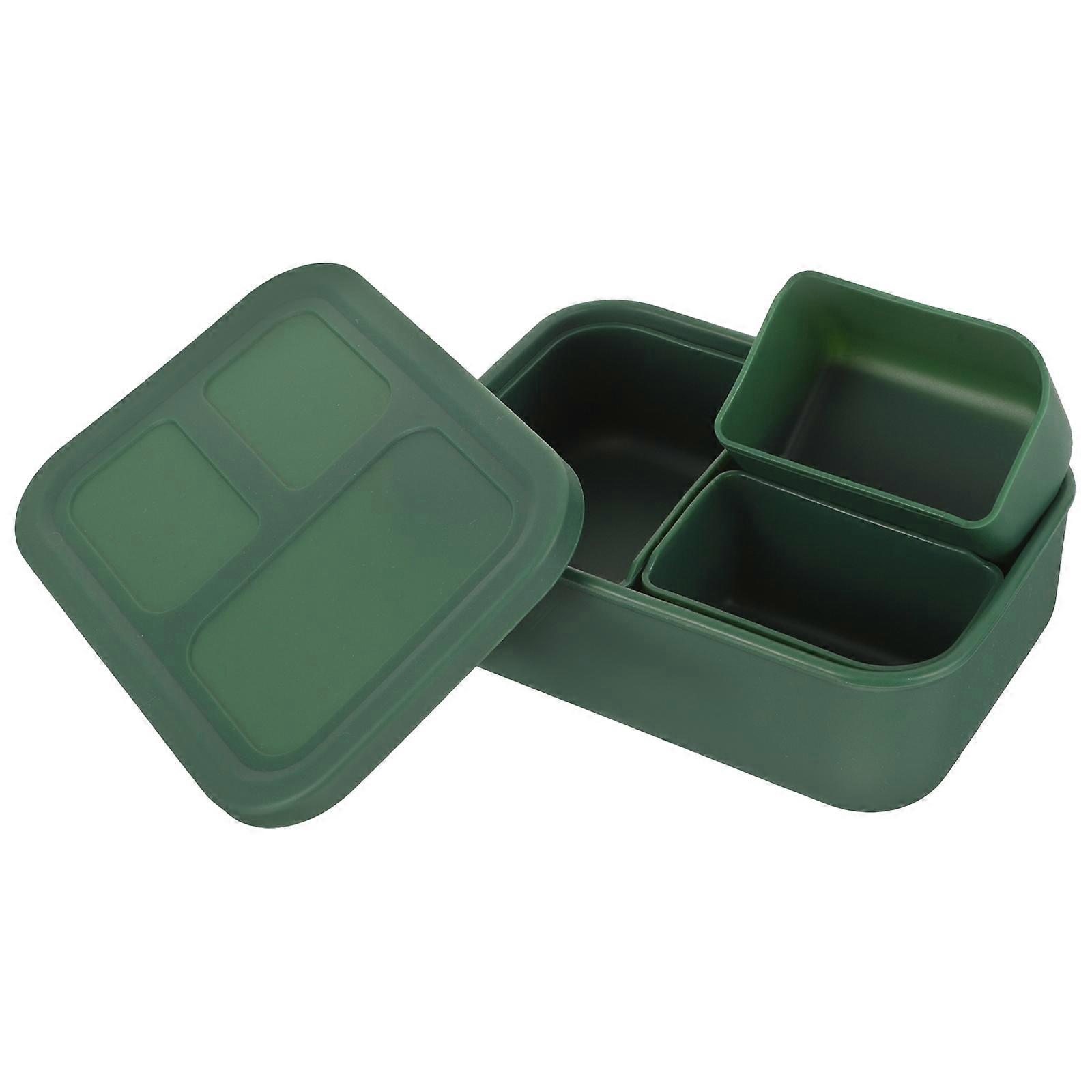 Green Silicone Bento Box Convenient Lunch Case for Storage Use