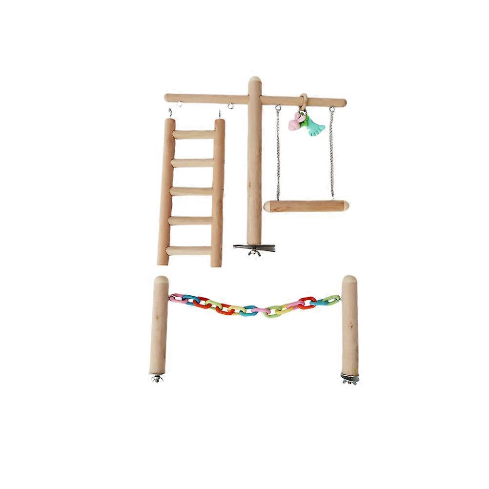 Chewing Toy Parrot Playground Wooden Swing for 1Set