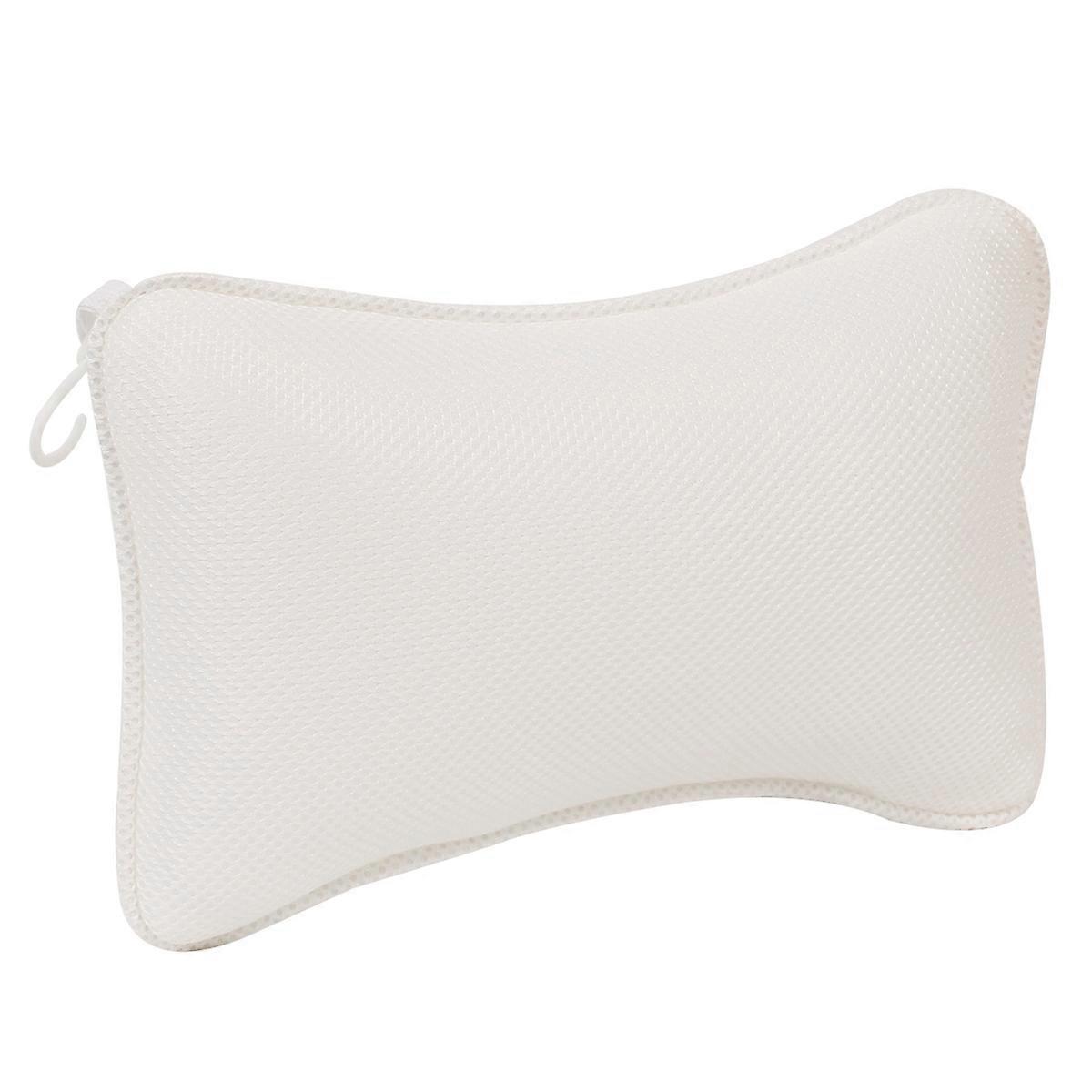 Bathtub Pillow with Suction Cups for Neck Support 2Pcs White Cushion